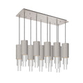 Bordeaux 4-in 10 Head Multi Pendant — Brushed Nickel/Clear Ribbed Glass