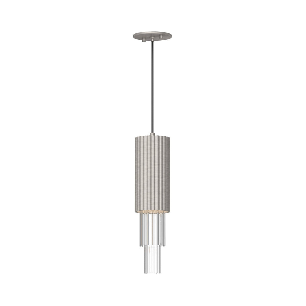 Bordeaux 4-in Pendant — Brushed Nickel/Clear Ribbed Glass