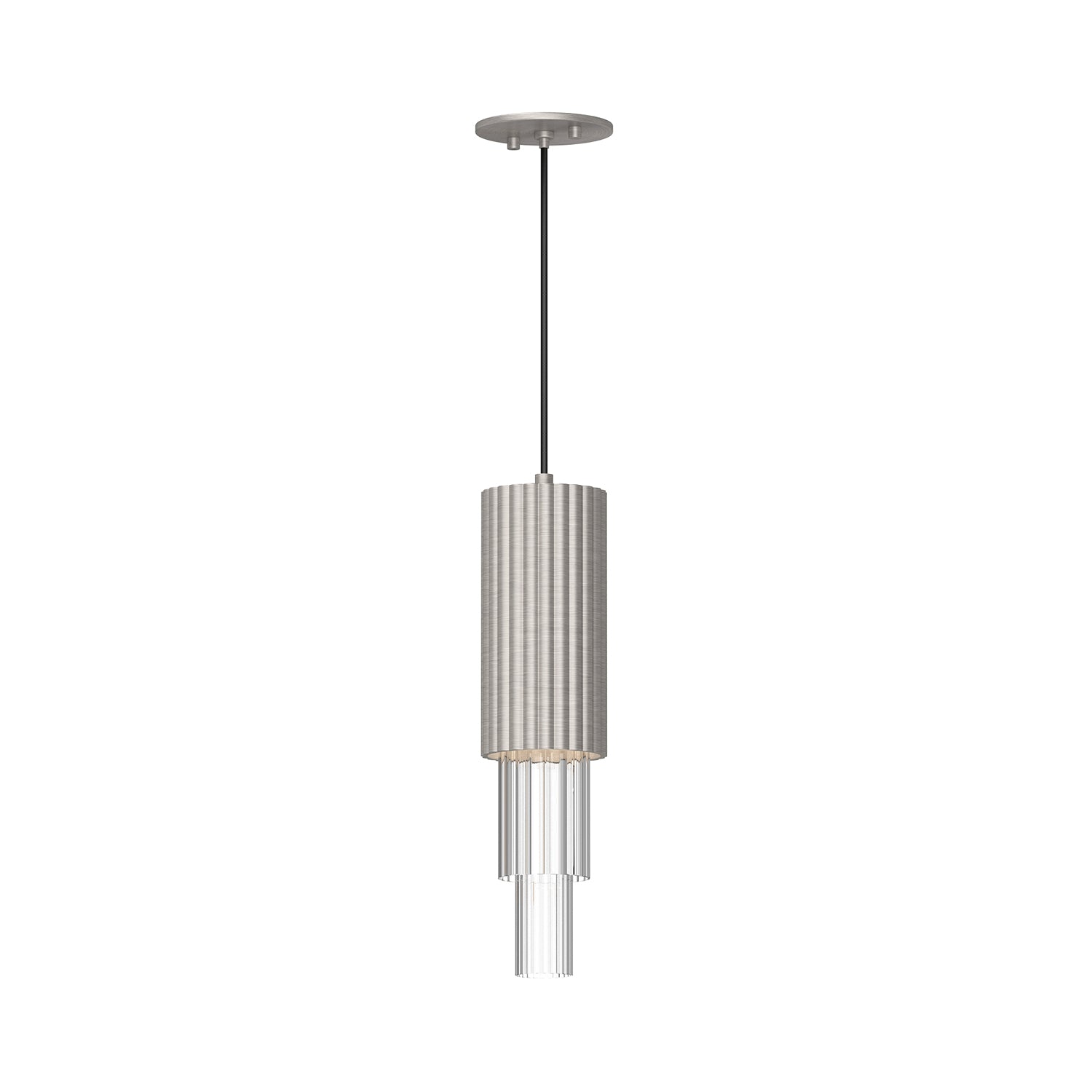 Bordeaux 4-in Pendant — Brushed Nickel/Clear Ribbed Glass