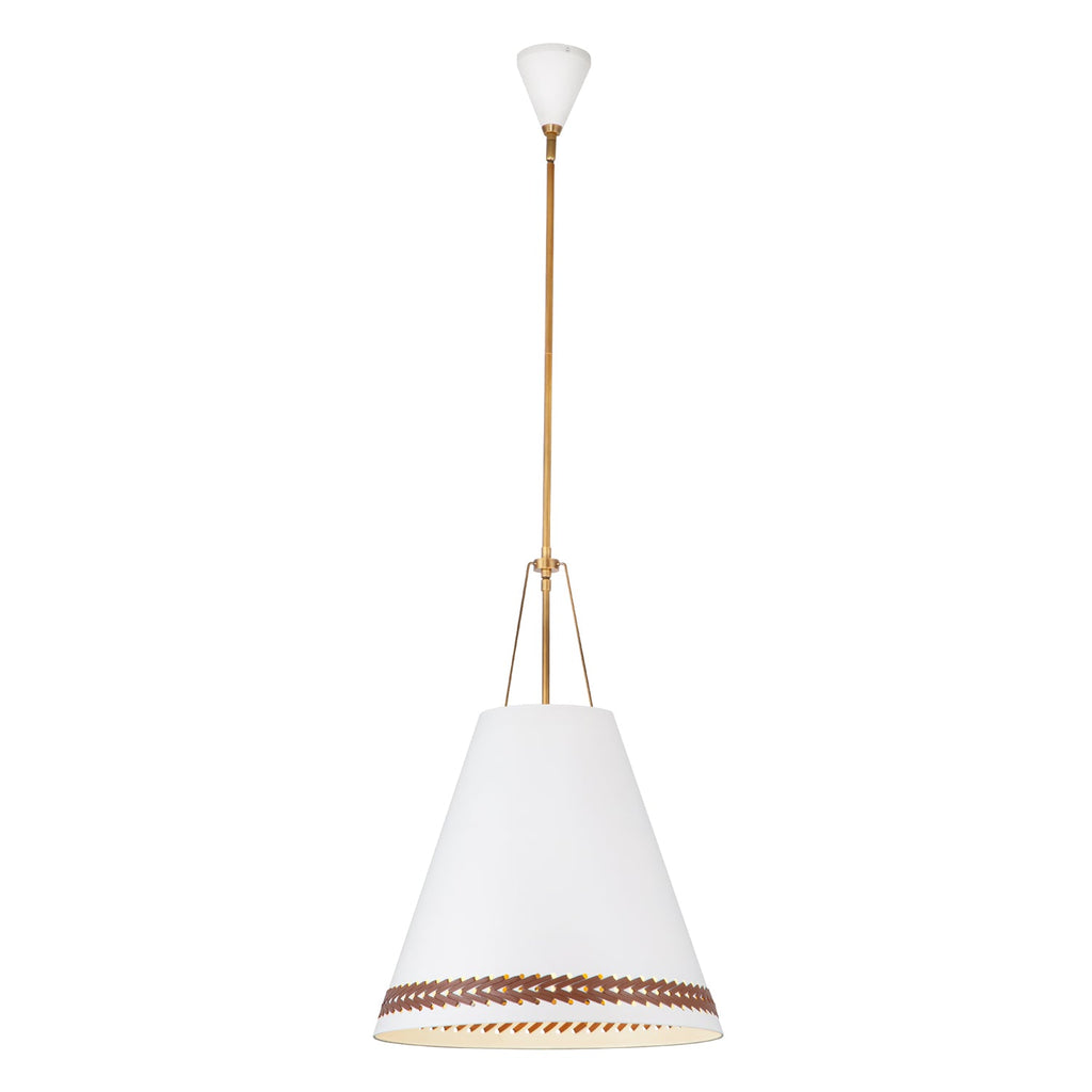 Brickell 20-in Pendant — Matte White/Hazelnut Leather