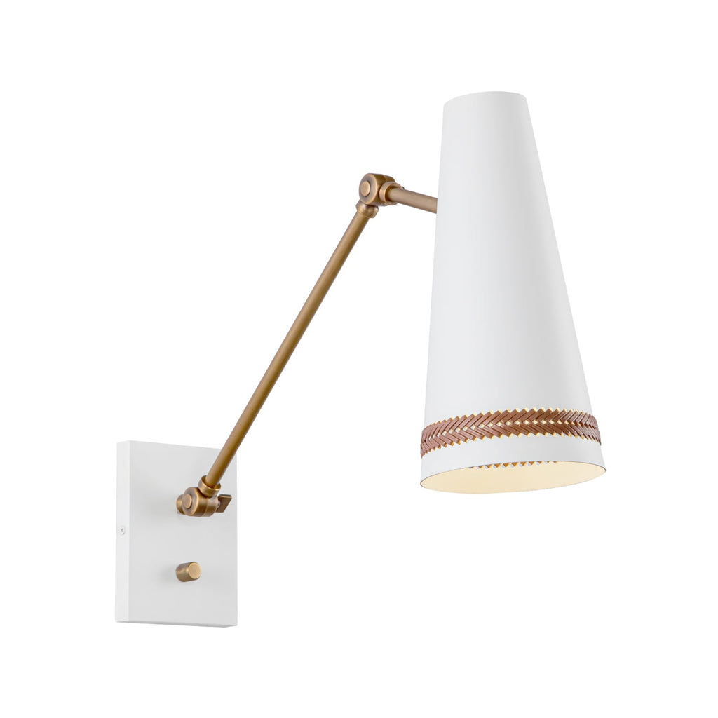 Brickell 5-in Wall/Vanity Light — Matte White/Hazelnut Leather