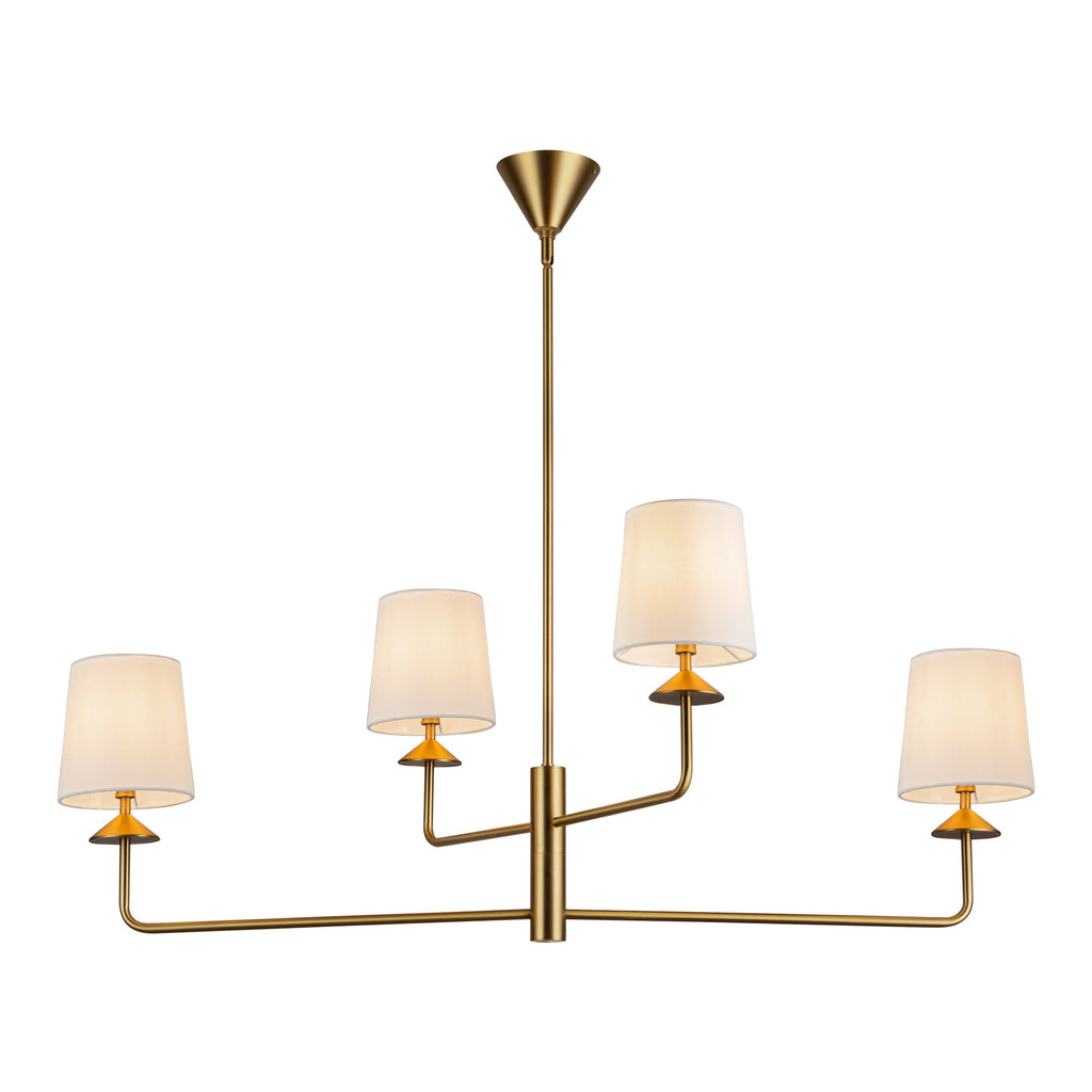 Bridgette 45-in Chandelier — Brushed Gold/White Linen