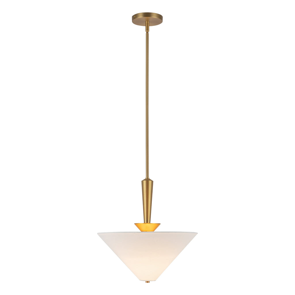 Bridgette 16-in Pendant — Brushed Gold/White Linen