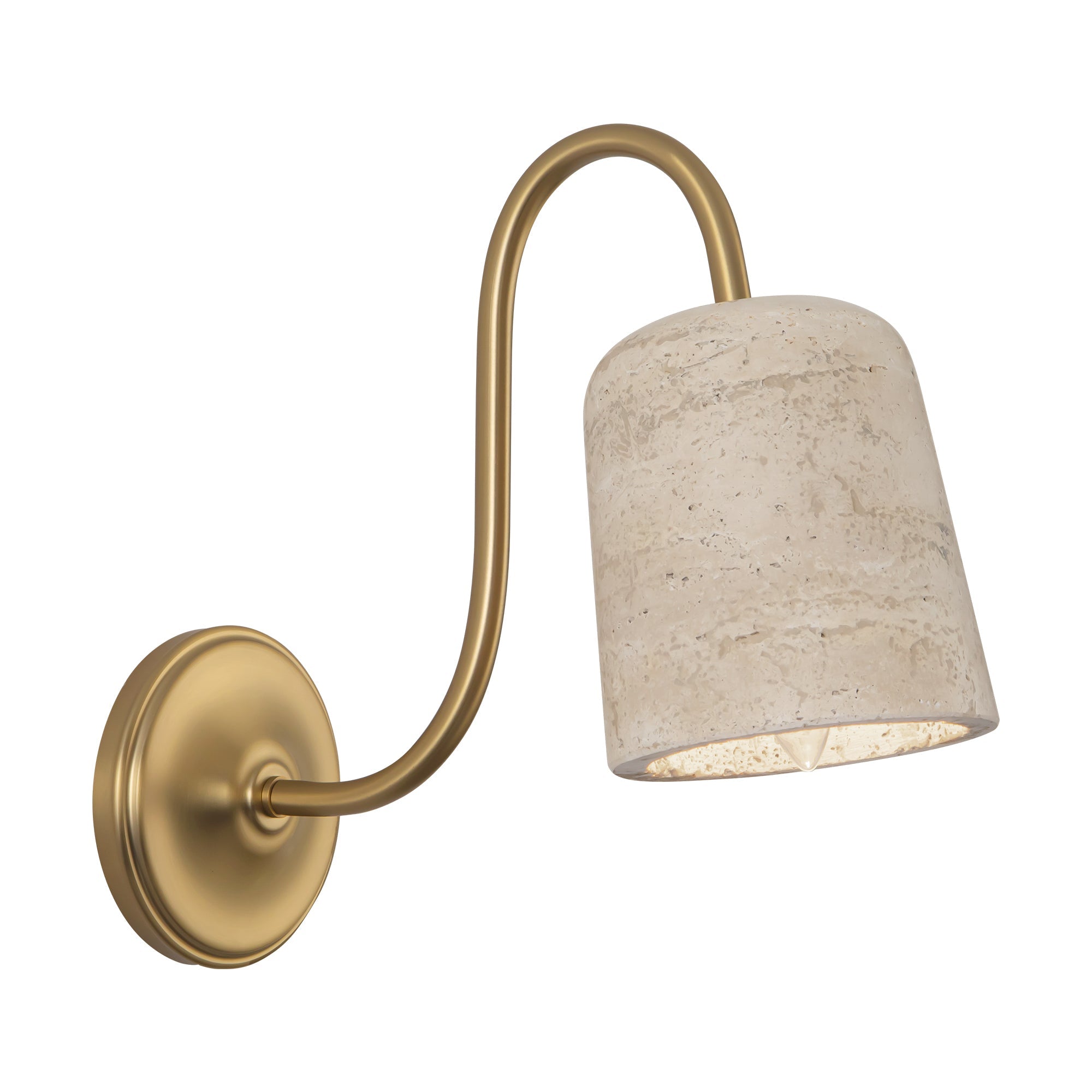 Bromley 5-in Wall/Vanity Light — Brushed Gold/Travertine