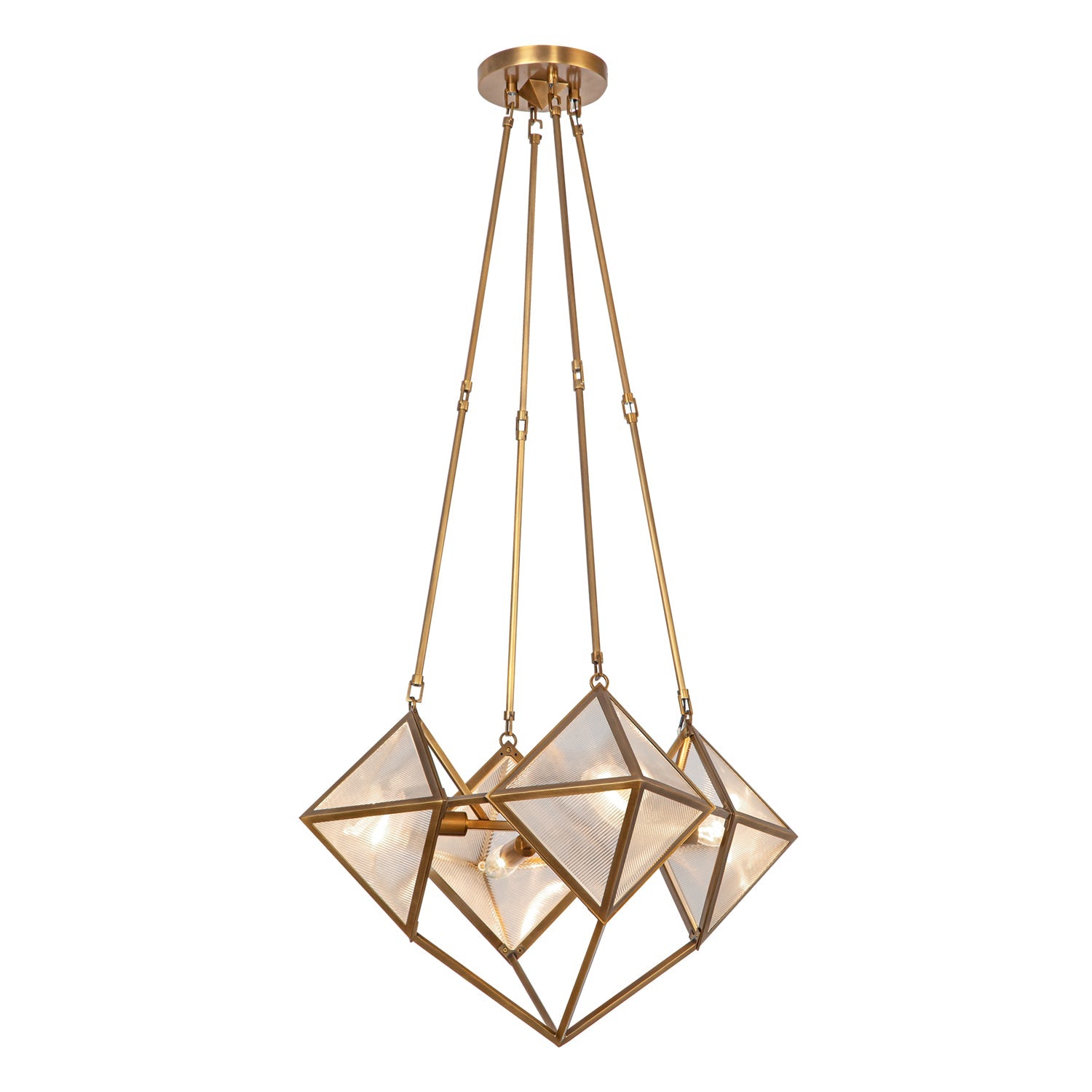 Cairo 21-in Chandelier — Ribbed Glass/Vintage Brass