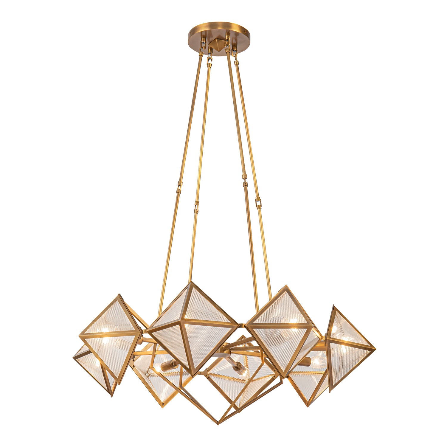 Cairo 30-in Chandelier — Ribbed Glass/Vintage Brass