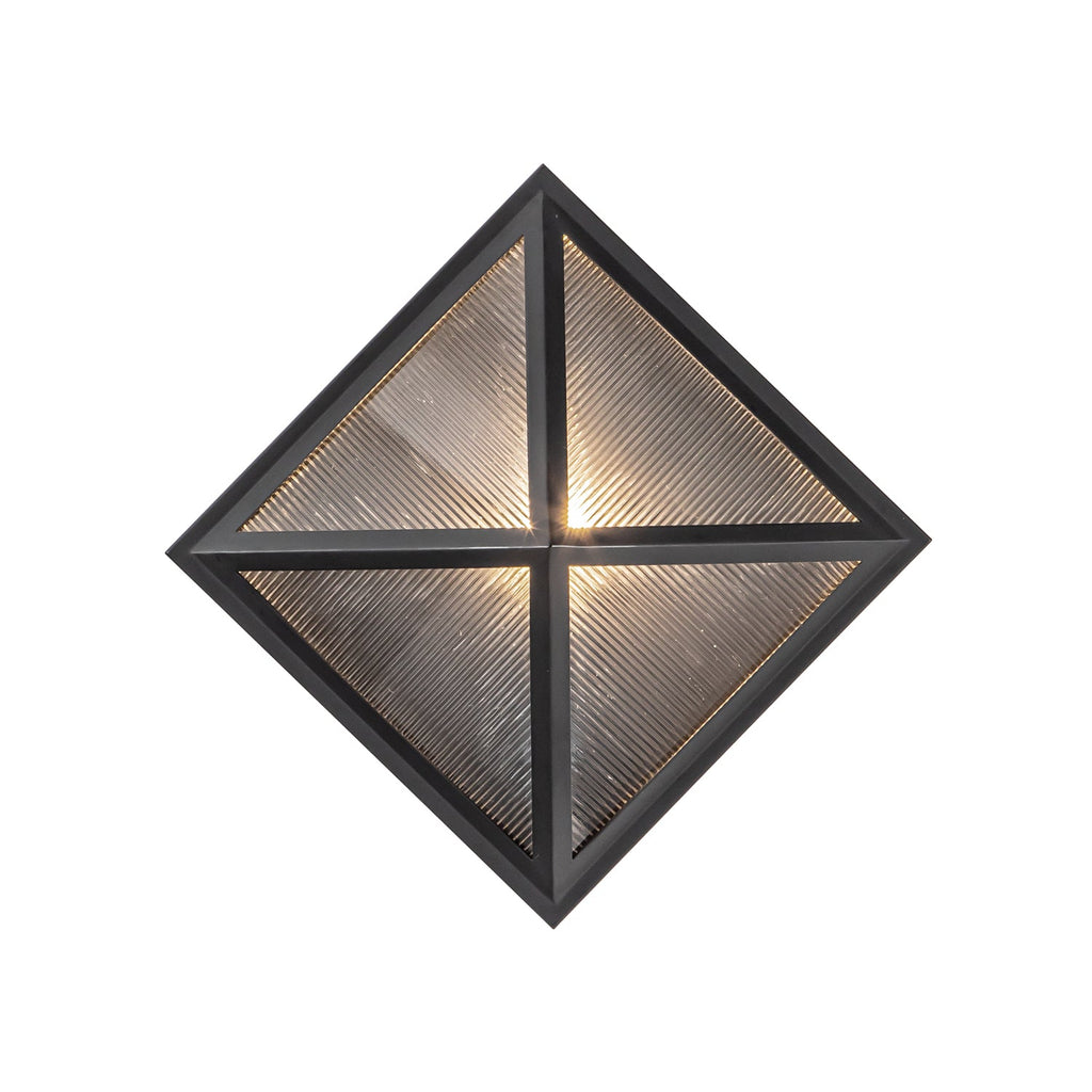 Cairo 11-in Exterior Wall Sconce — Black/Ribbed Glass