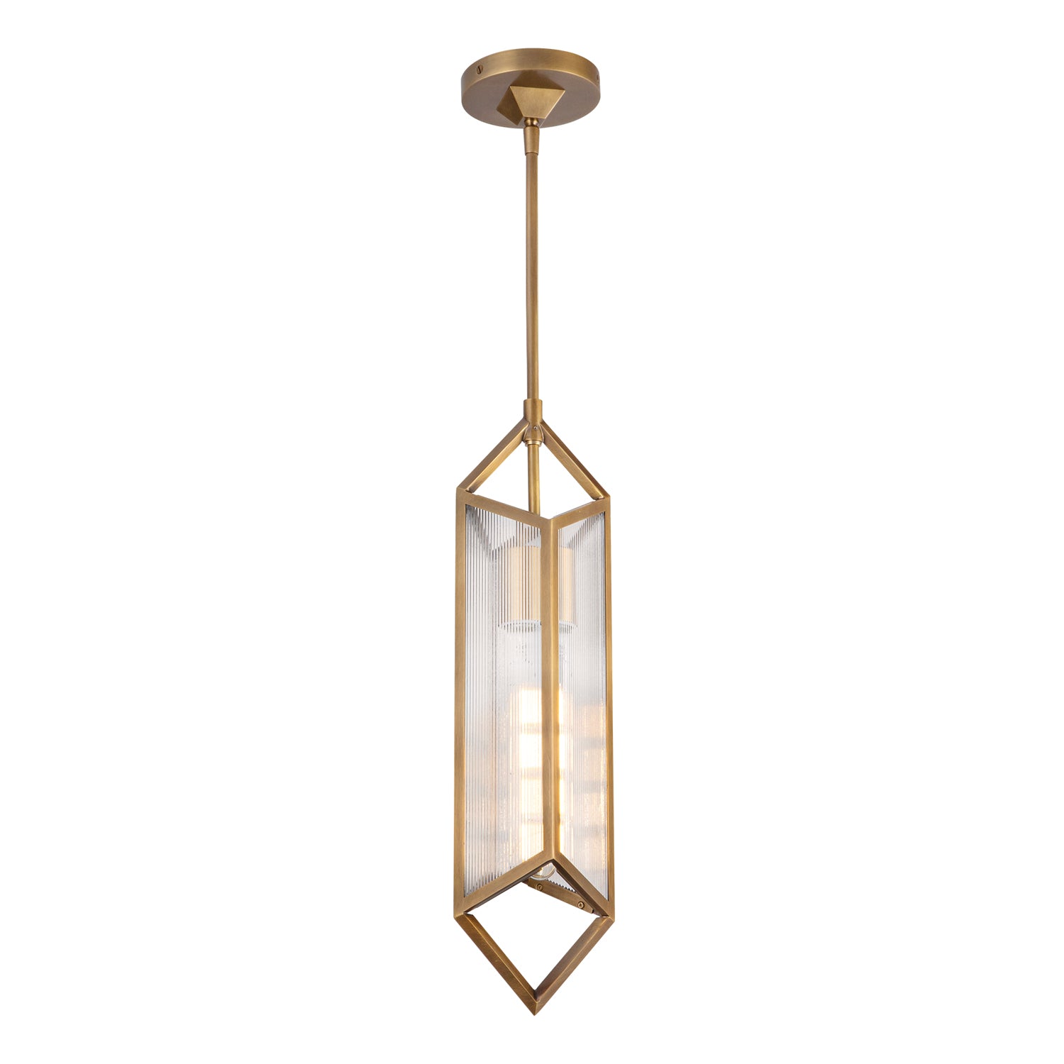 Cairo 19-in Pendant — Ribbed Glass/Vintage Brass