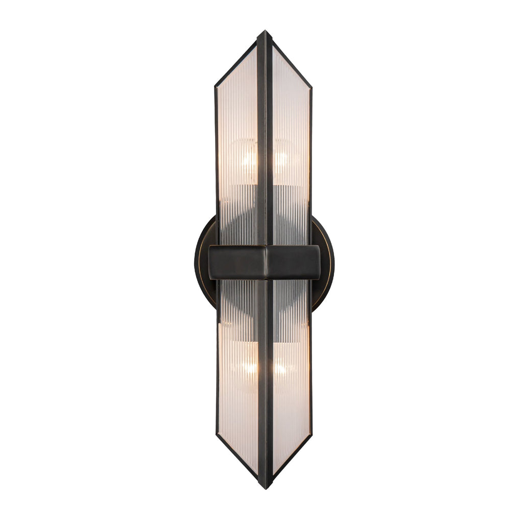 Cairo 15-in Wall/Vanity Light — Ribbed Glass/Urban Bronze