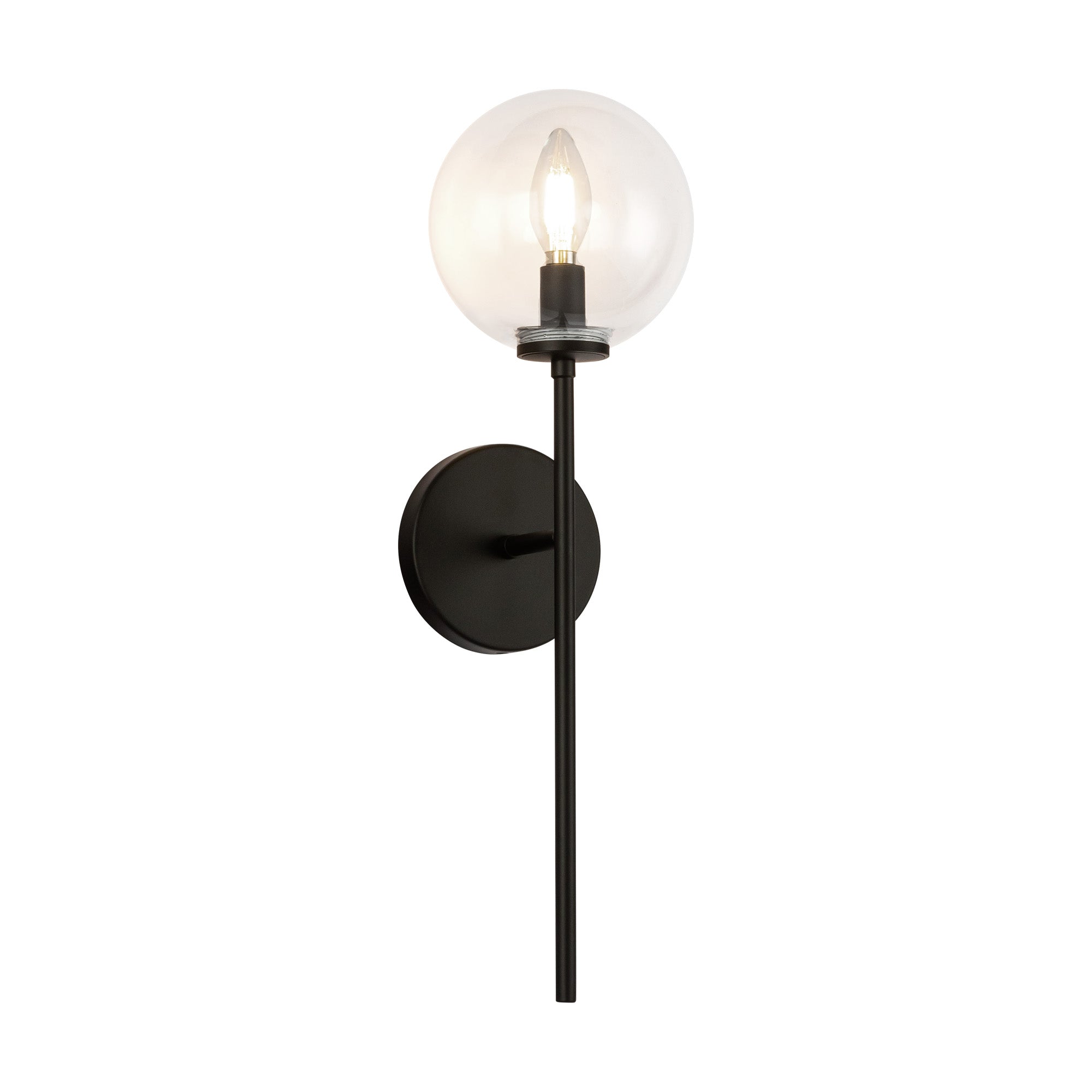 Cassia 20-in Wall/Vanity Light — Matte Black/Clear Glass