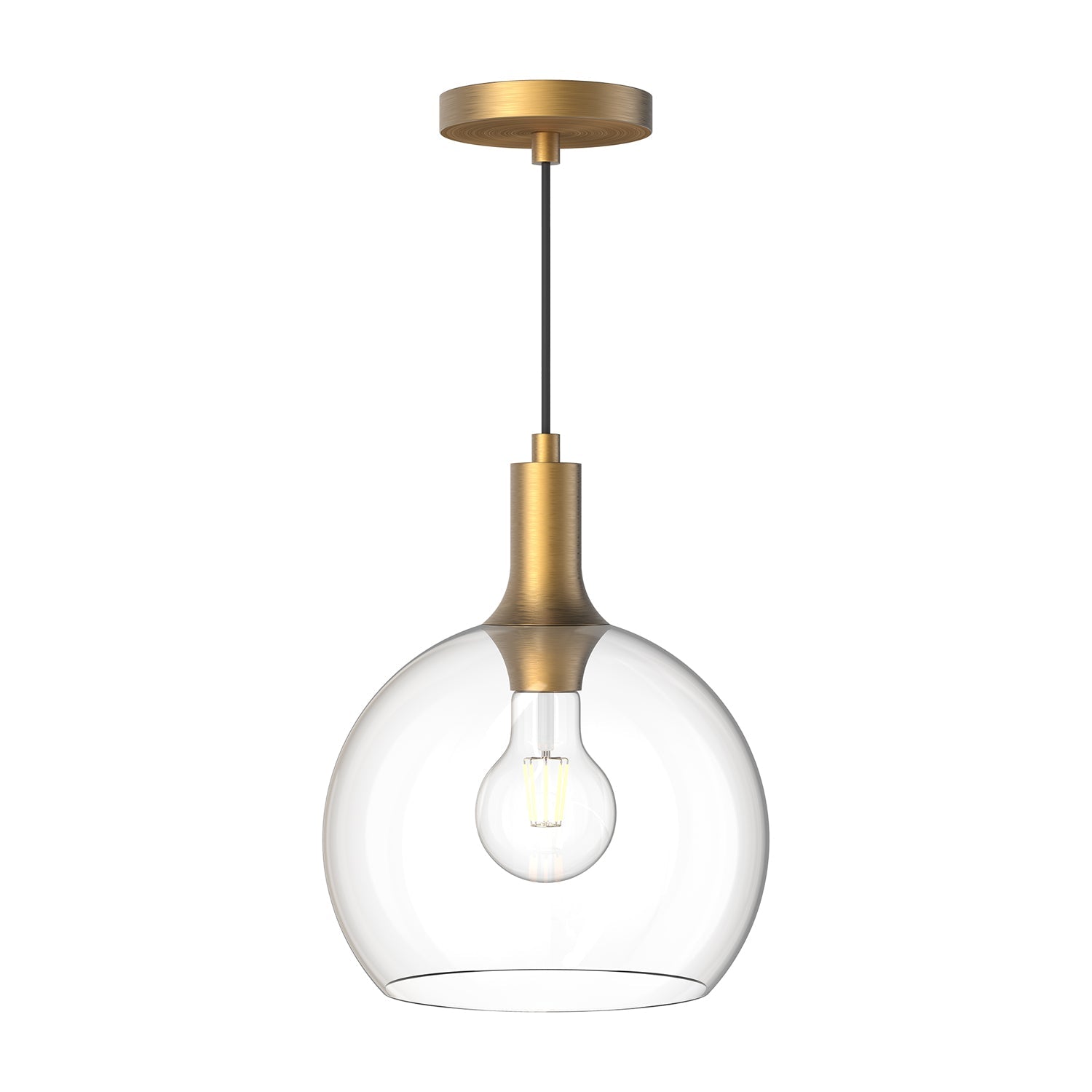 Castilla 10-in Pendant — Aged Gold/Clear Glass
