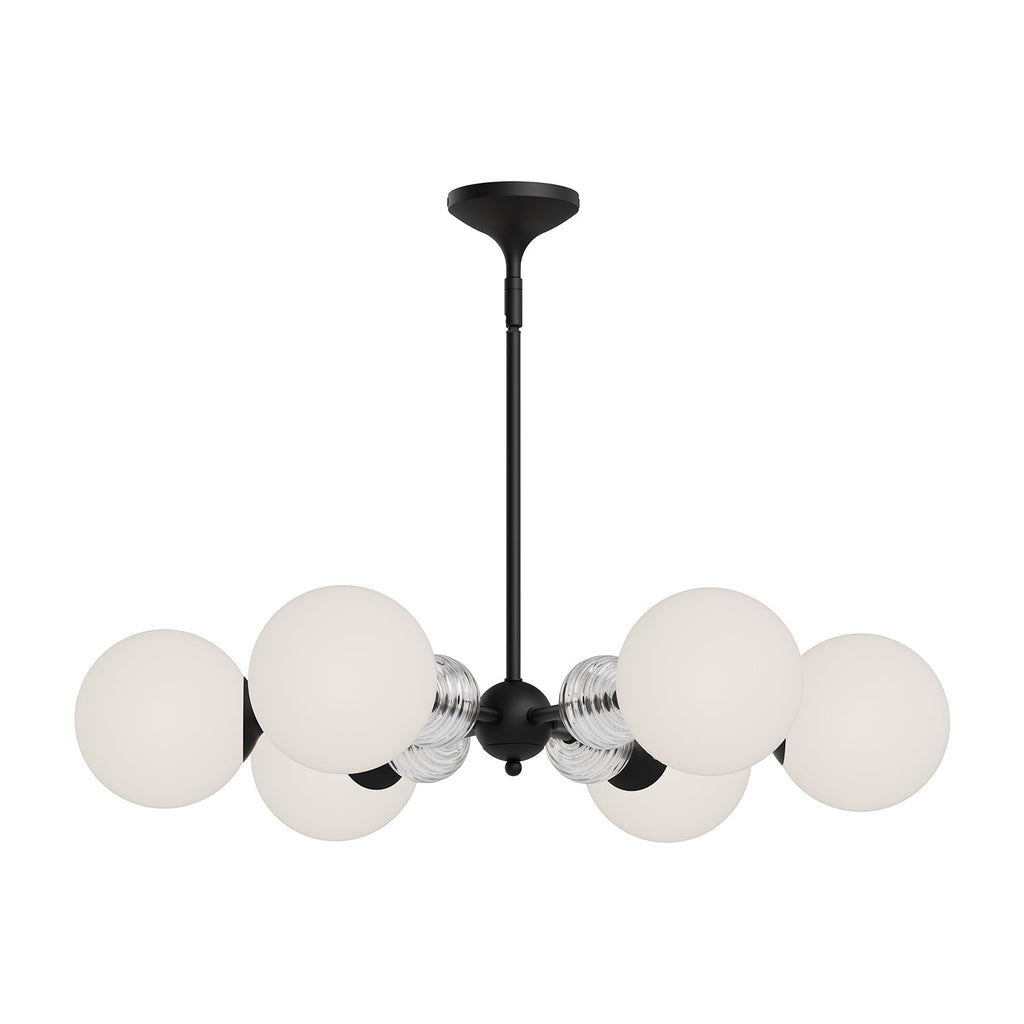 Celia 30-in Chandelier — Matte Black/Opal Glass
