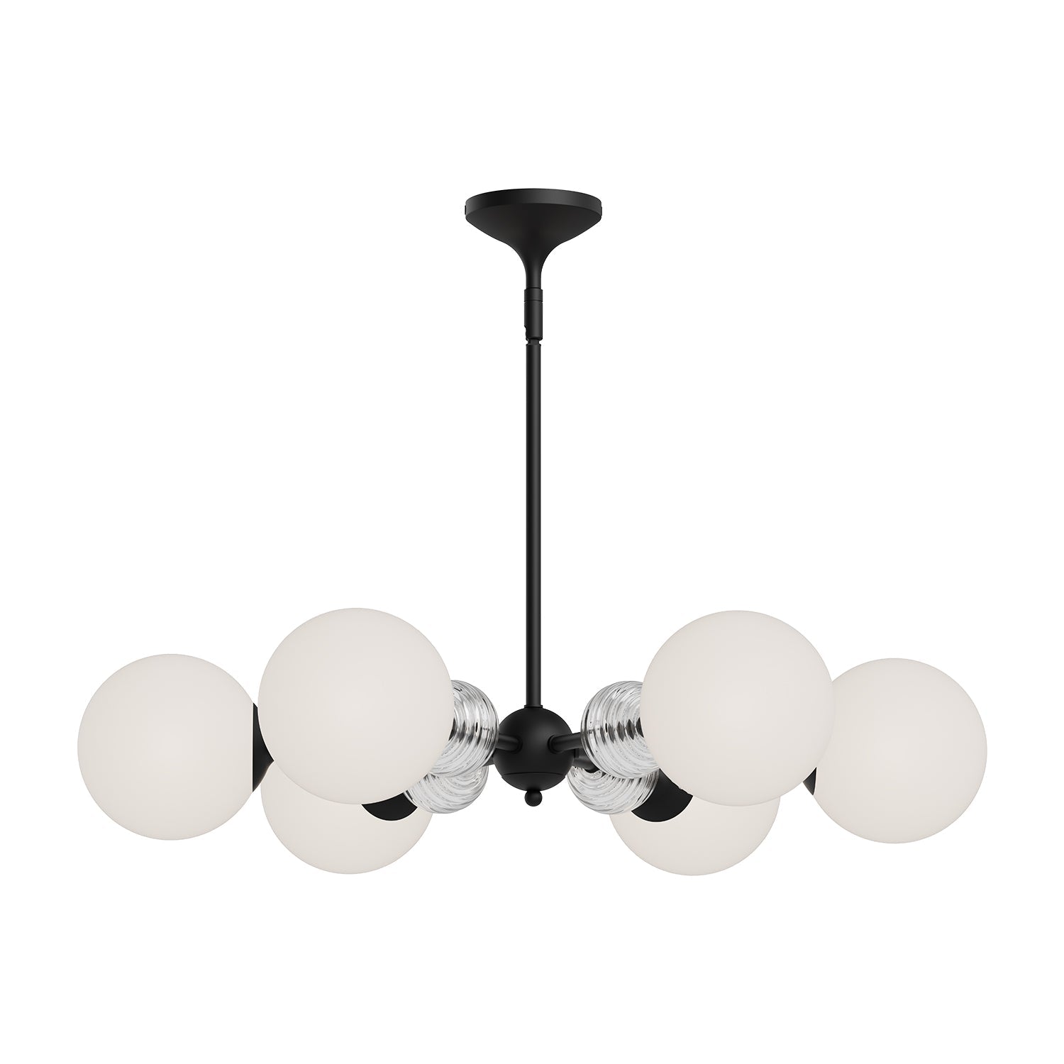 Celia 30-in Chandelier — Matte Black/Opal Glass