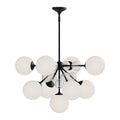 Celia 31-in Chandelier — Matte Black/Opal Glass
