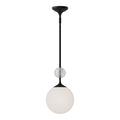Celia 8-in Pendant — Matte Black/Opal Glass