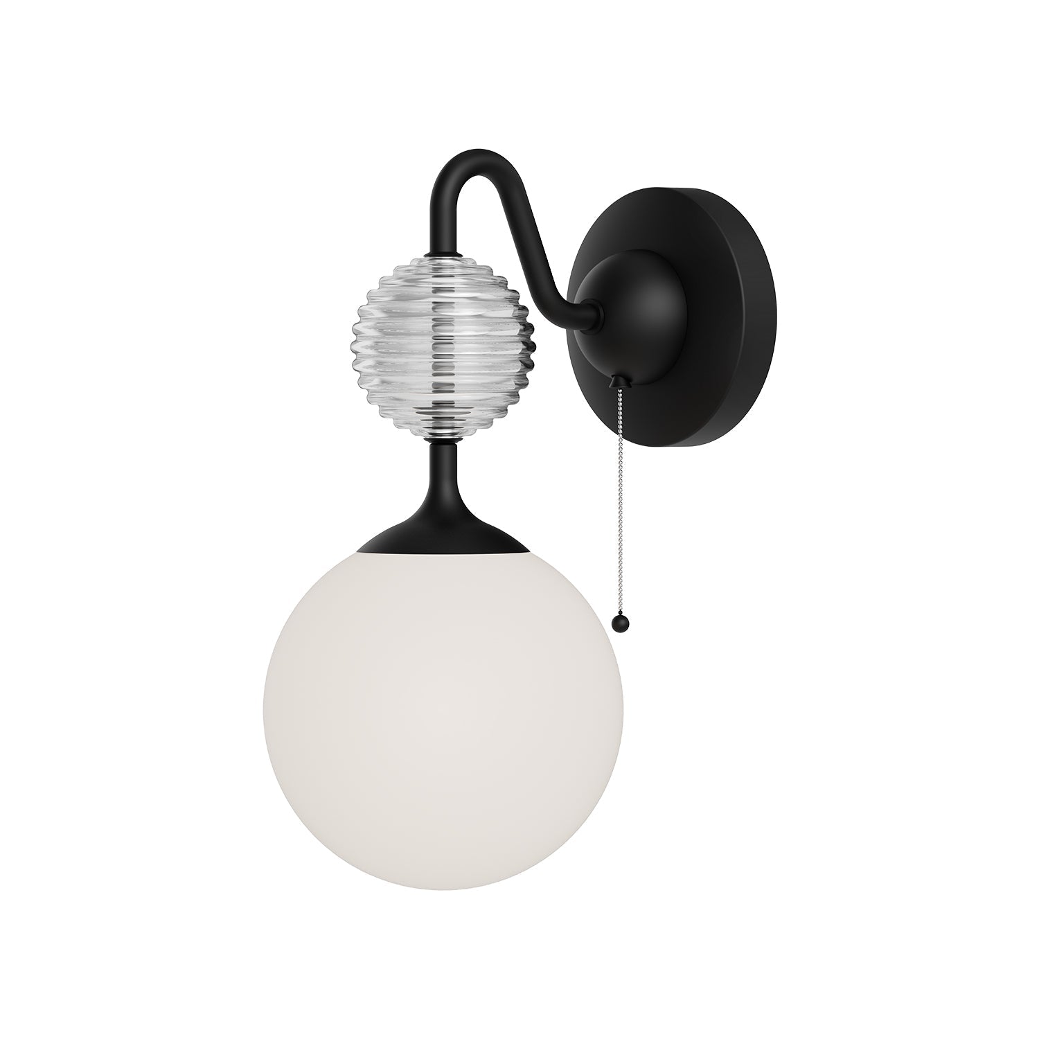 Celia 6-in Wall/Vanity Light — Matte Black/Opal Glass