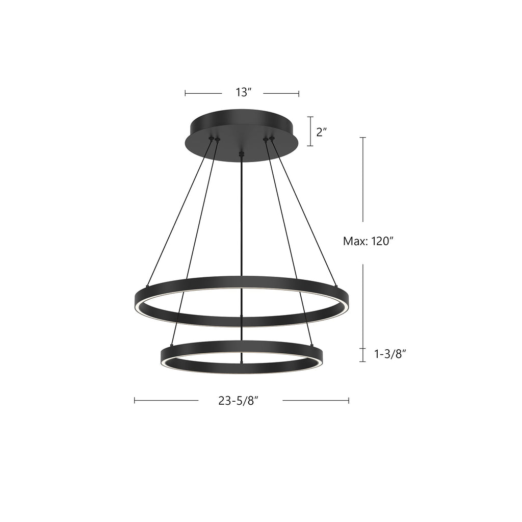 Cerchio 24-in 2 Layer Chandelier