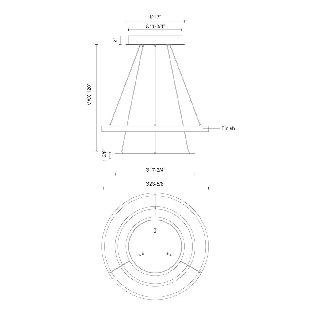 Cerchio 24-in 2 Layer Chandelier