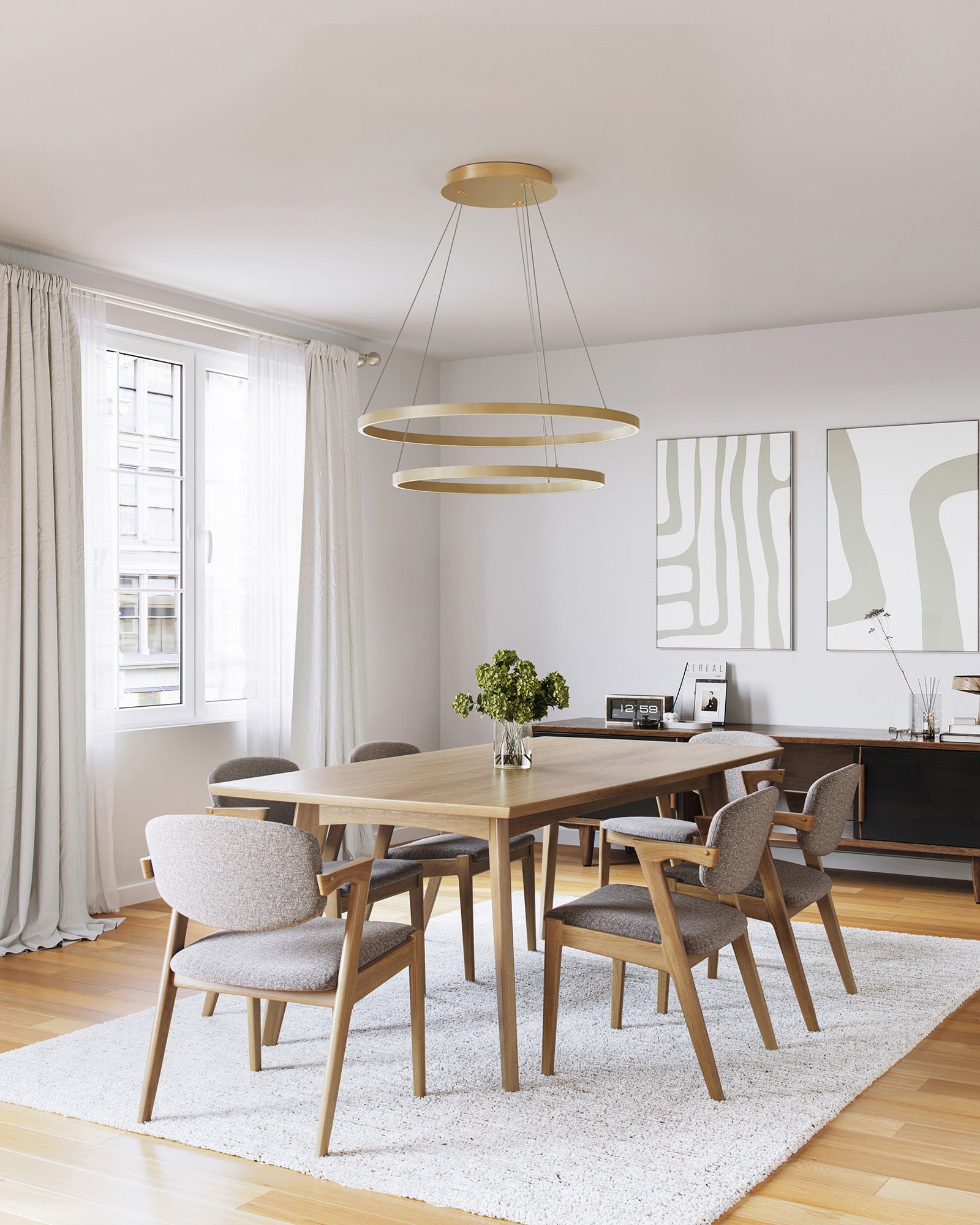 Cerchio 32-in 2 Layer Chandelier