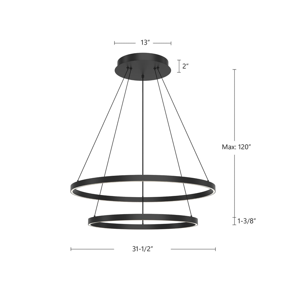 Cerchio 32-in 2 Layer Chandelier