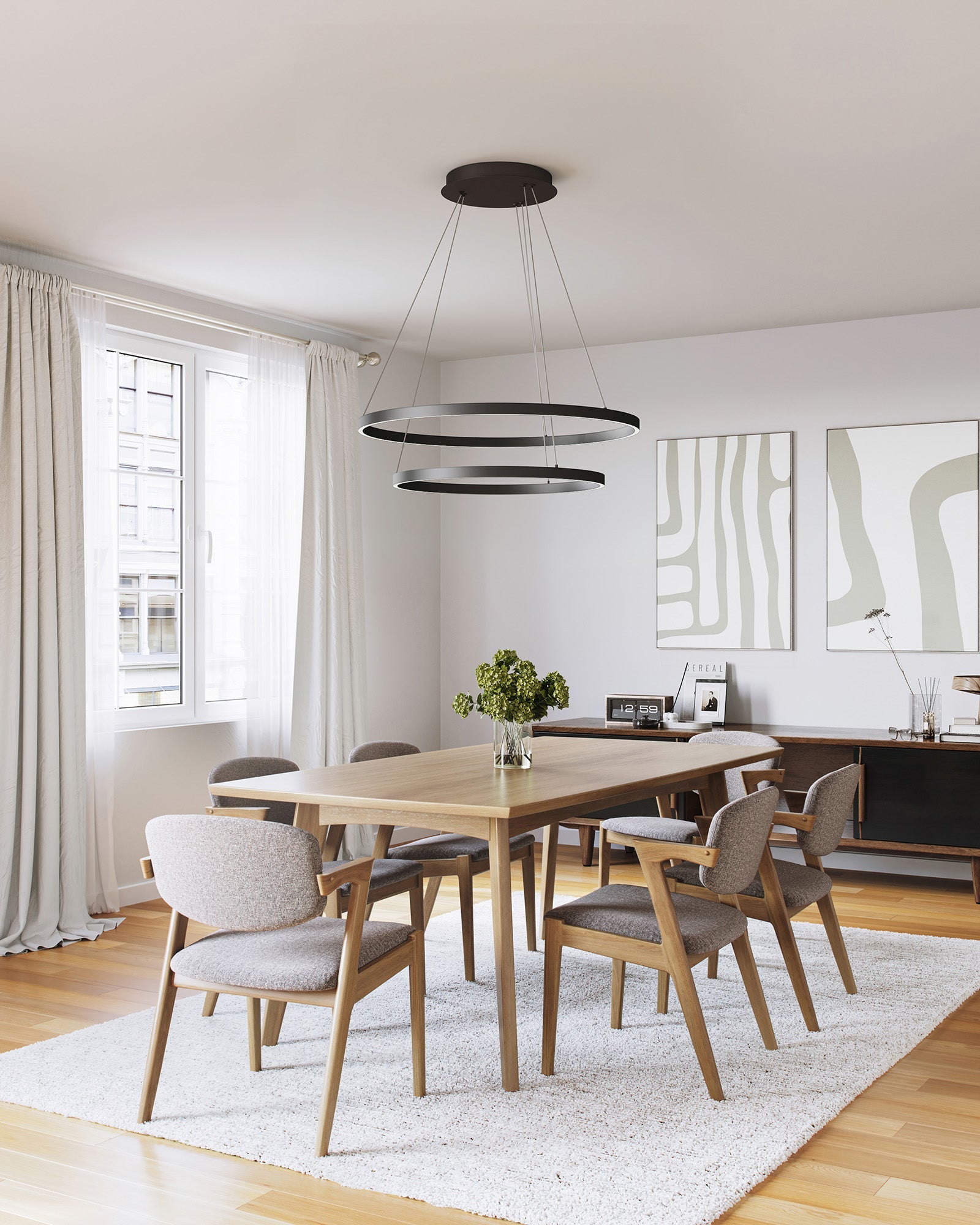 Cerchio 32-in 2 Layer Chandelier
