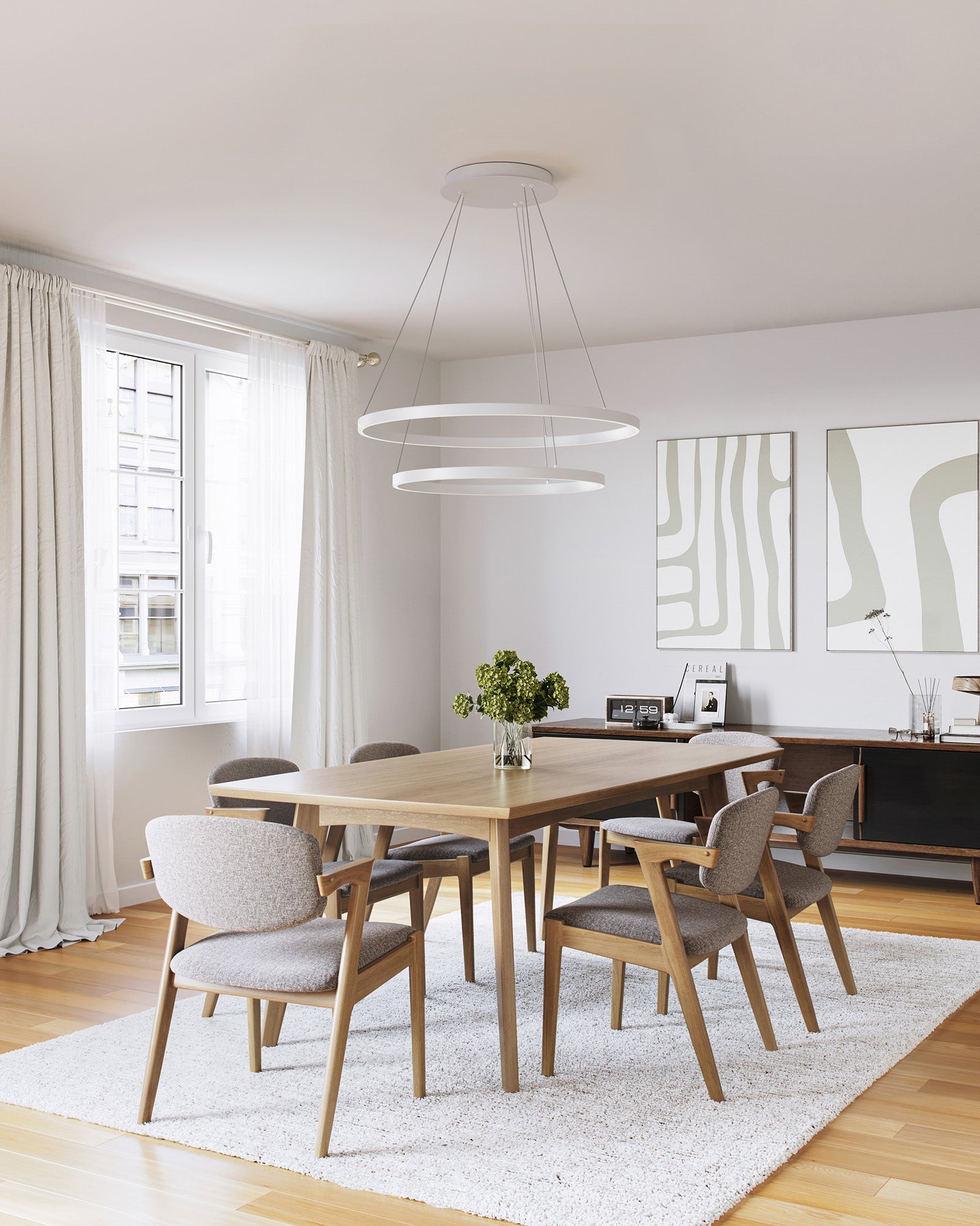 Cerchio 32-in 2 Layer Chandelier