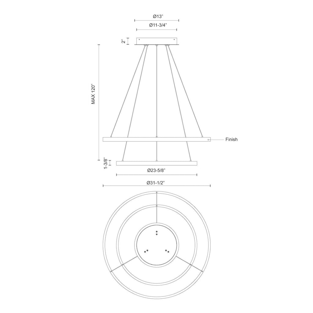 Cerchio 32-in 2 Layer Chandelier