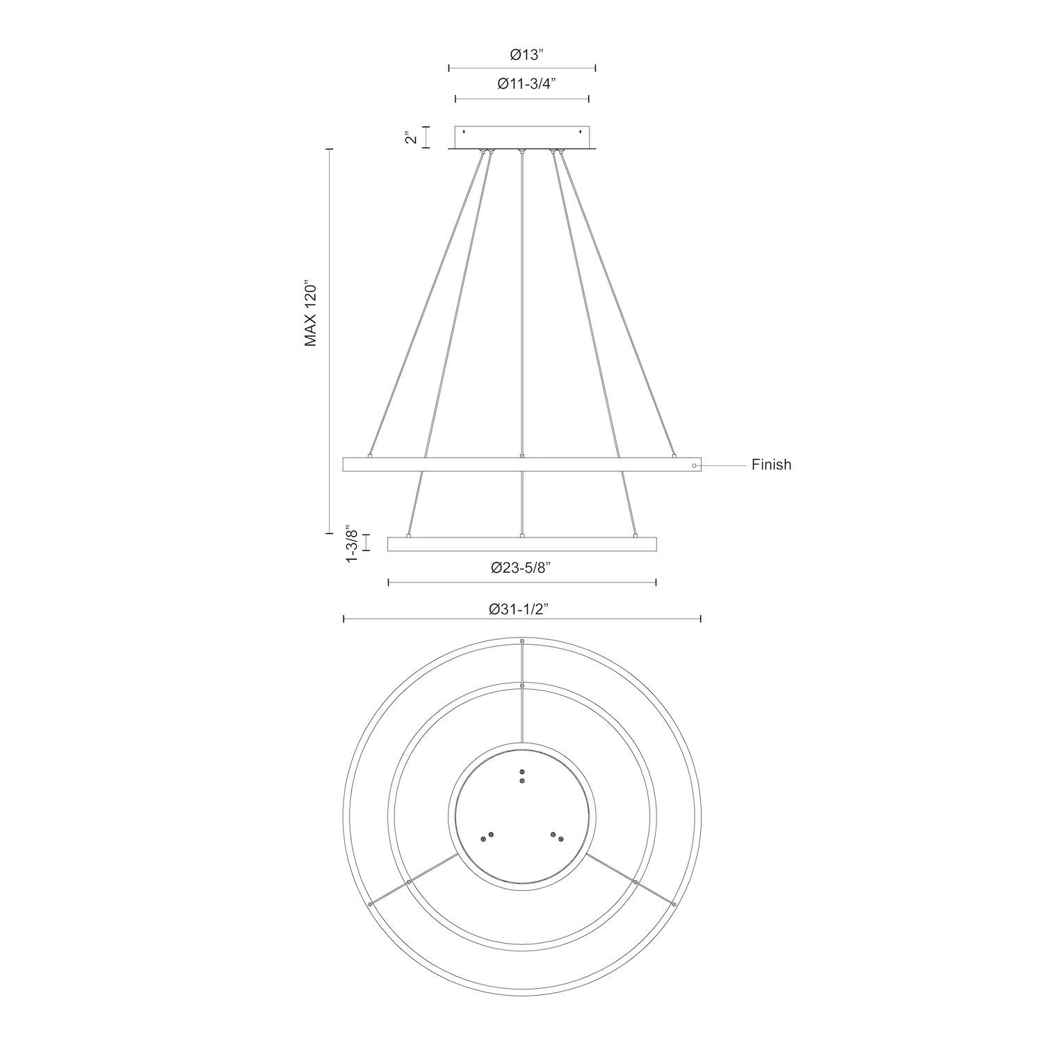 Cerchio 32-in 2 Layer Chandelier