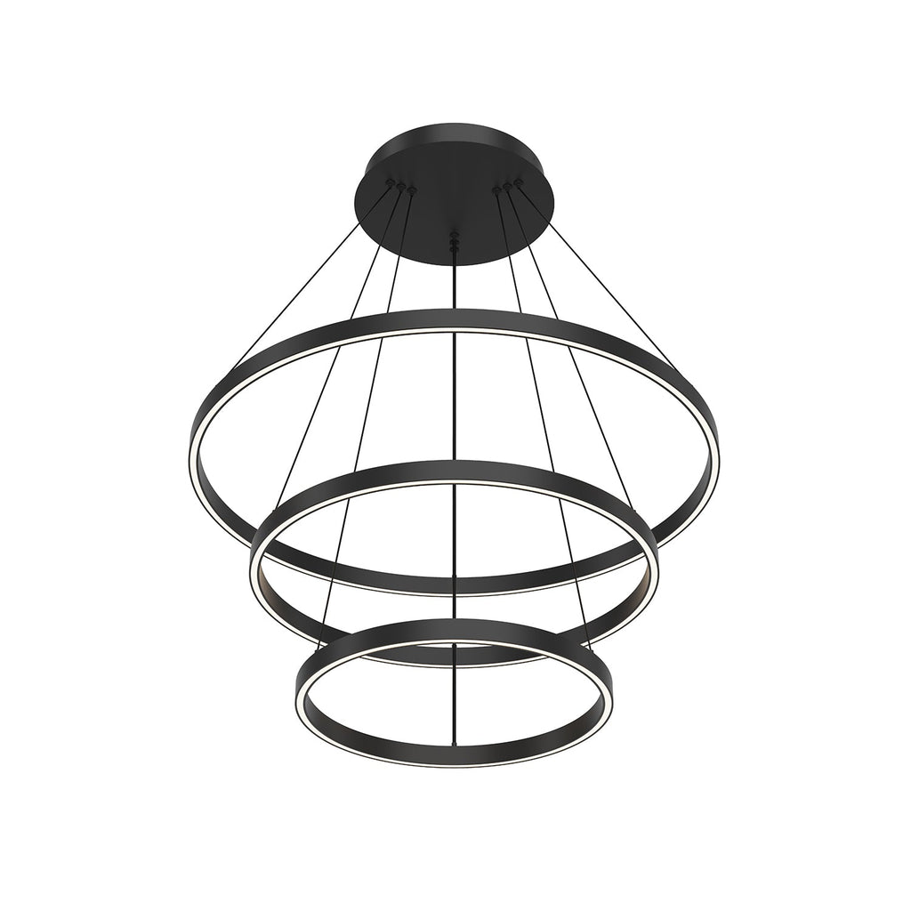 Cerchio 32-in 3 Layer Chandelier — Black [Universal Voltage and 0-10 Dimming]
