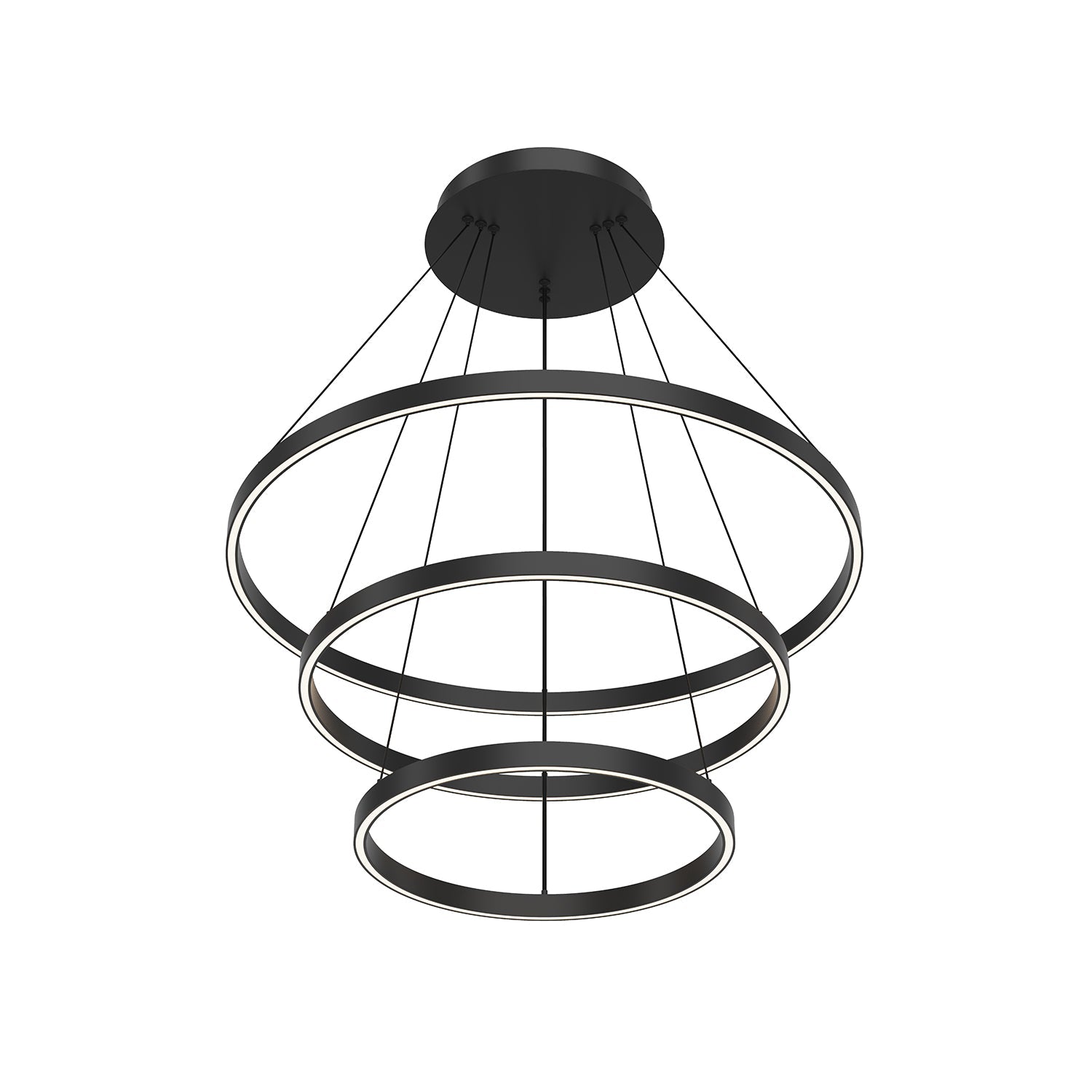 Cerchio 32-in 3 Layer Chandelier — Black [Universal Voltage and 0-10 Dimming]