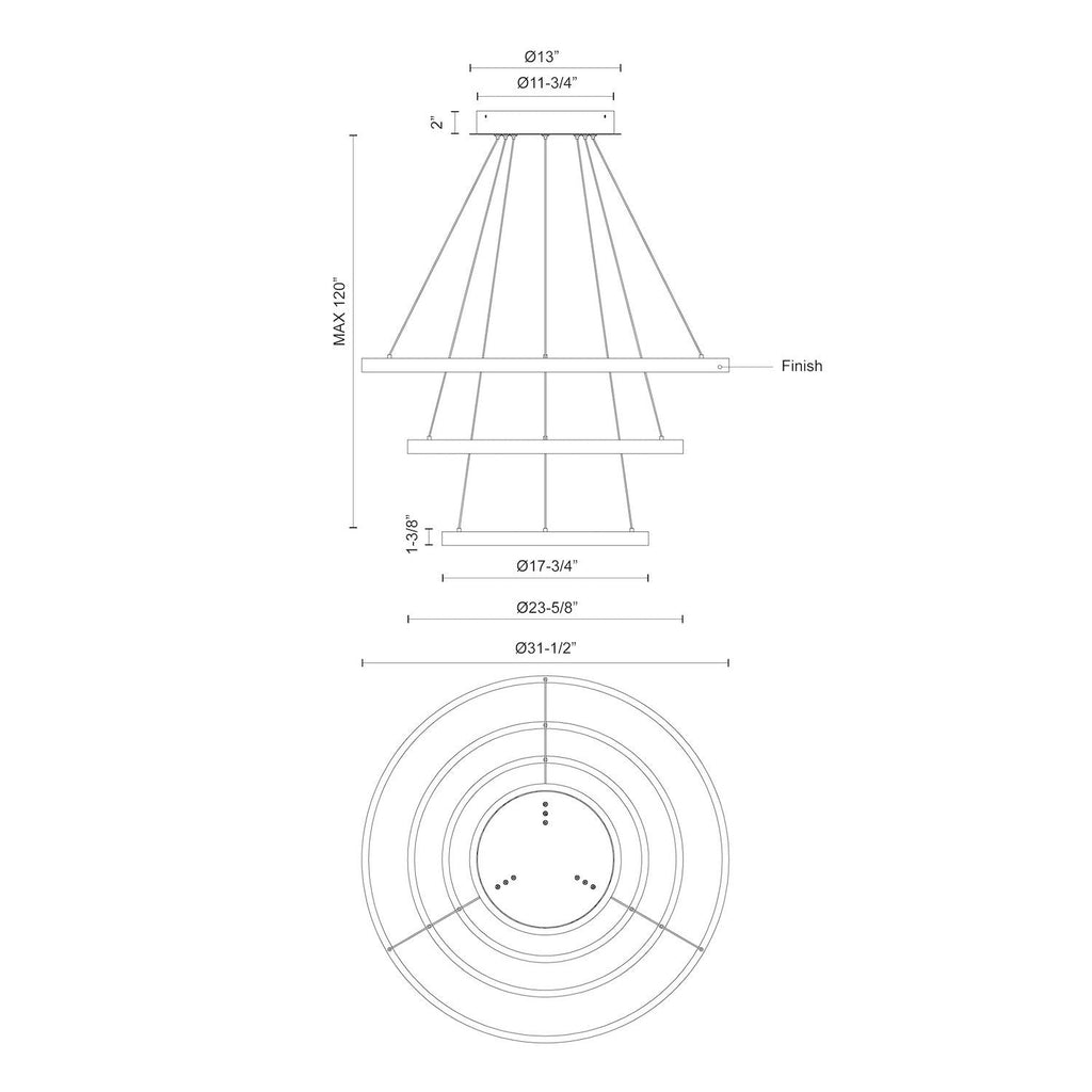 Cerchio 32-in 3 Layer Chandelier