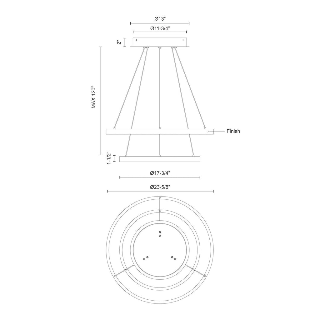 Cerchio 24-in 2 Layer Up/Down Chandelier