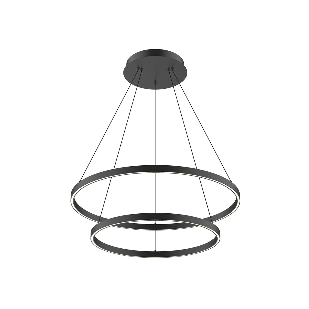 Cerchio 32-in 2 Layer Up/Down Chandelier — Black [Universal Voltage and 0-10 Dimming]