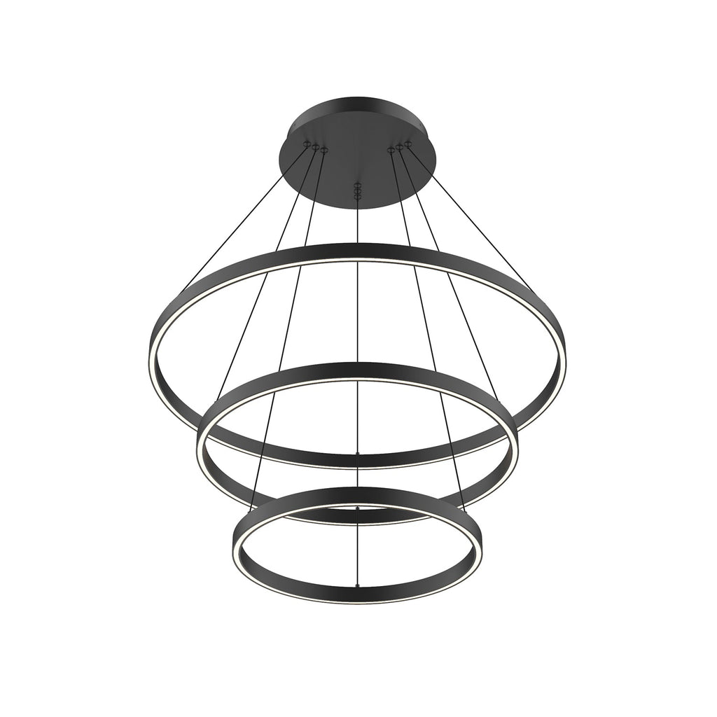 Cerchio 32-in 3 Layer Up/Down Chandelier — Black [Universal Voltage and 0-10 Dimming]
