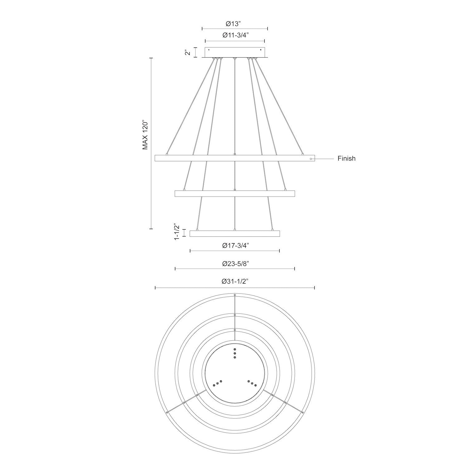 Cerchio 32-in 3 Layer Up/Down Chandelier