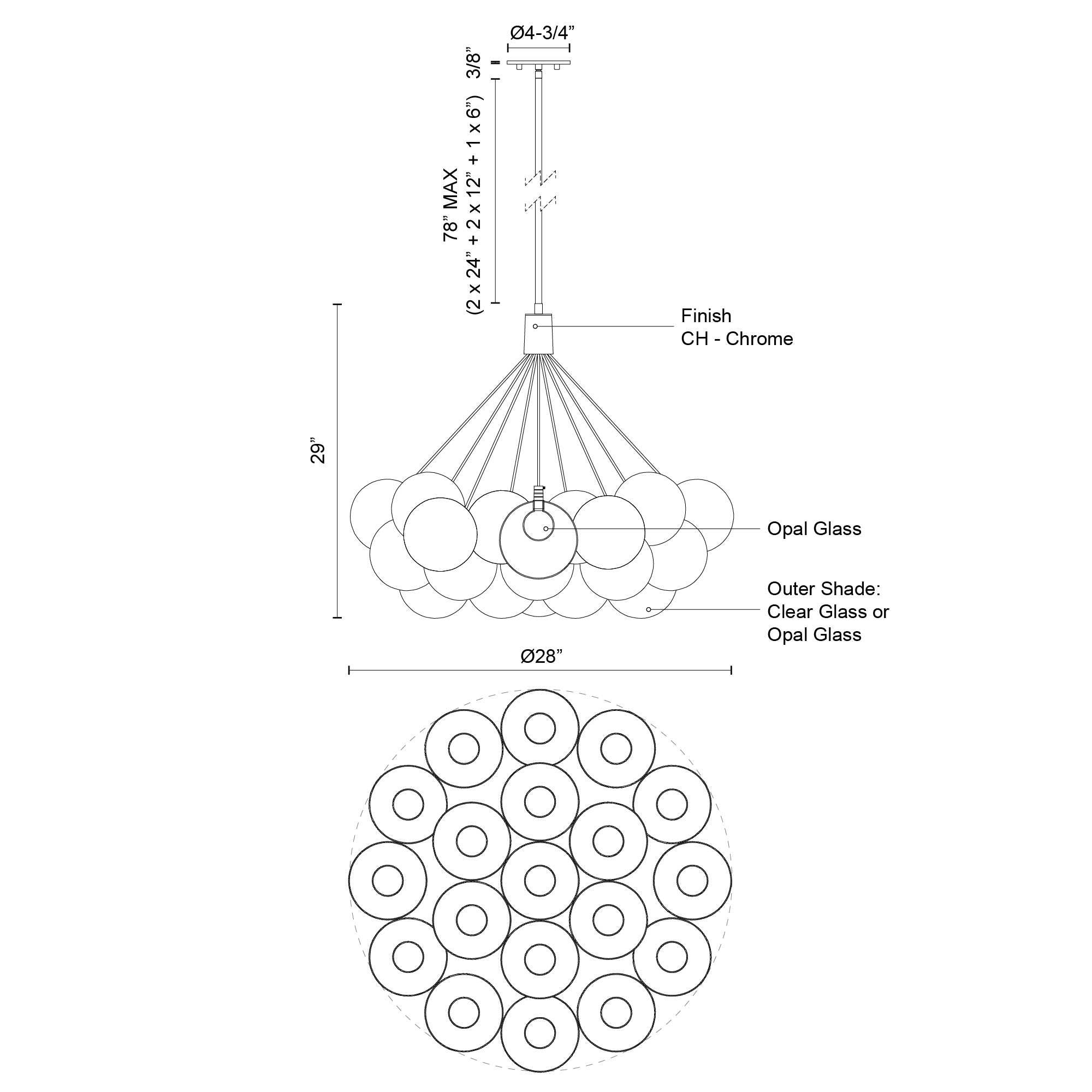 Bolla 28-in Chandelier