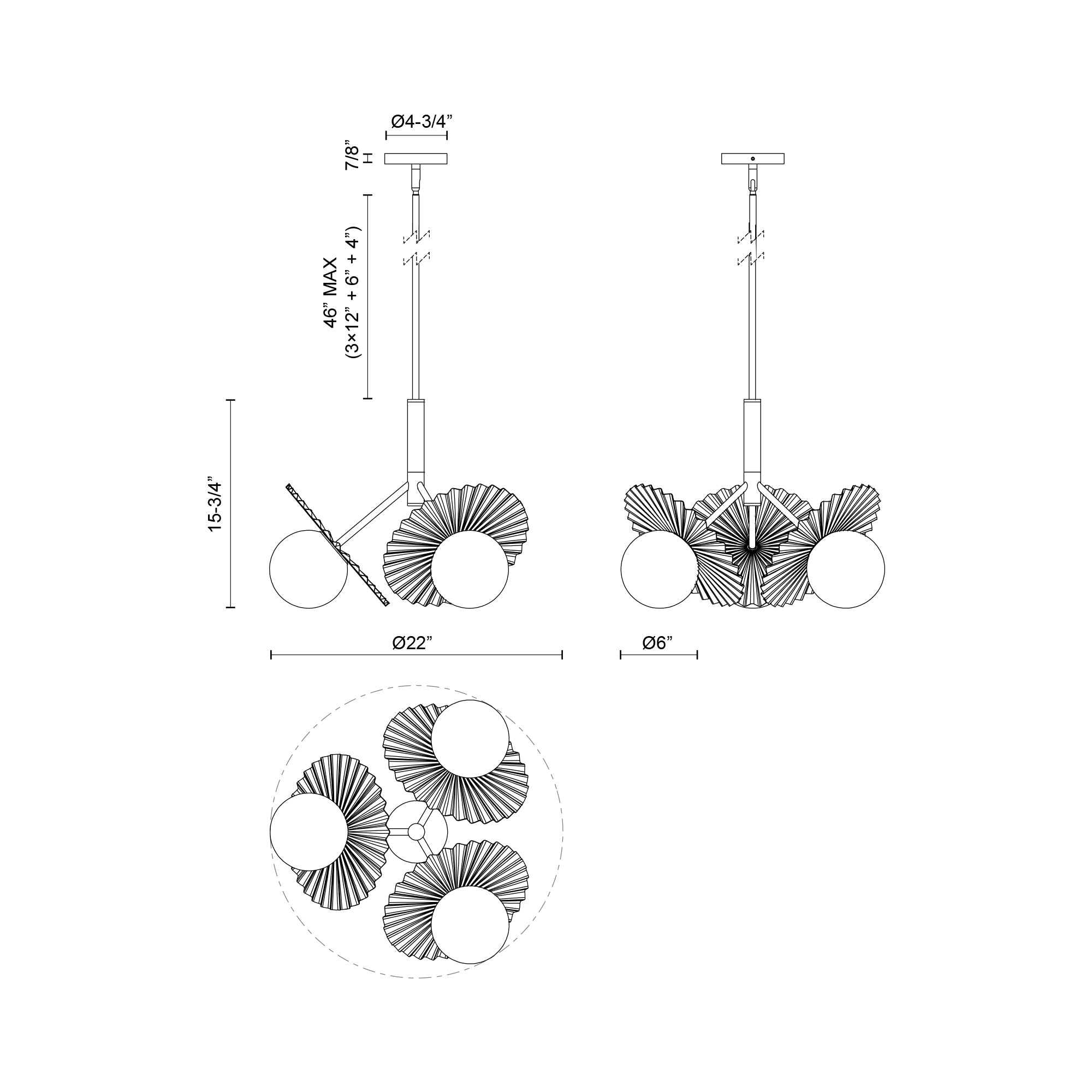 Plume 22-in Chandelier
