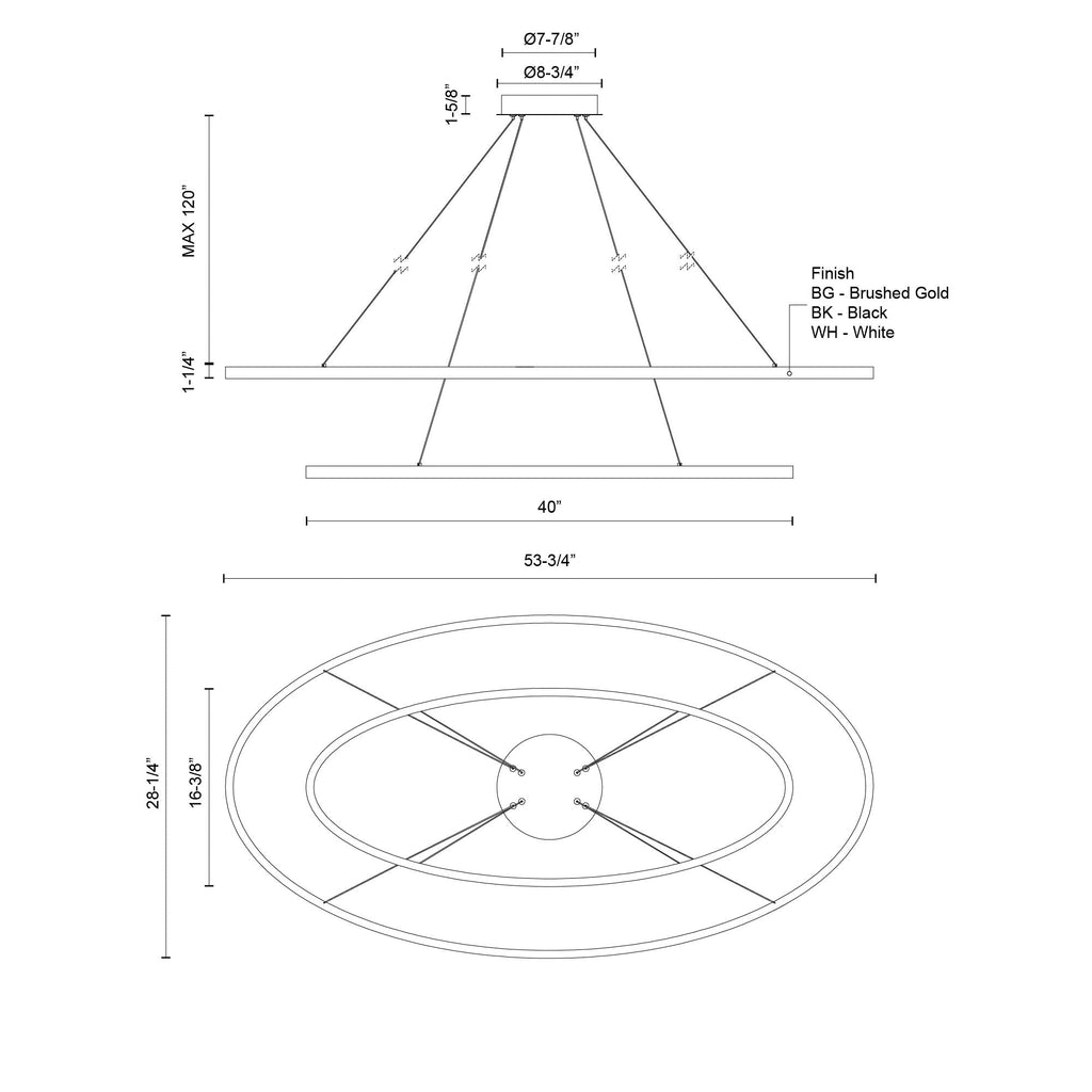 Ovale 53-in 2 Layer Chandelier