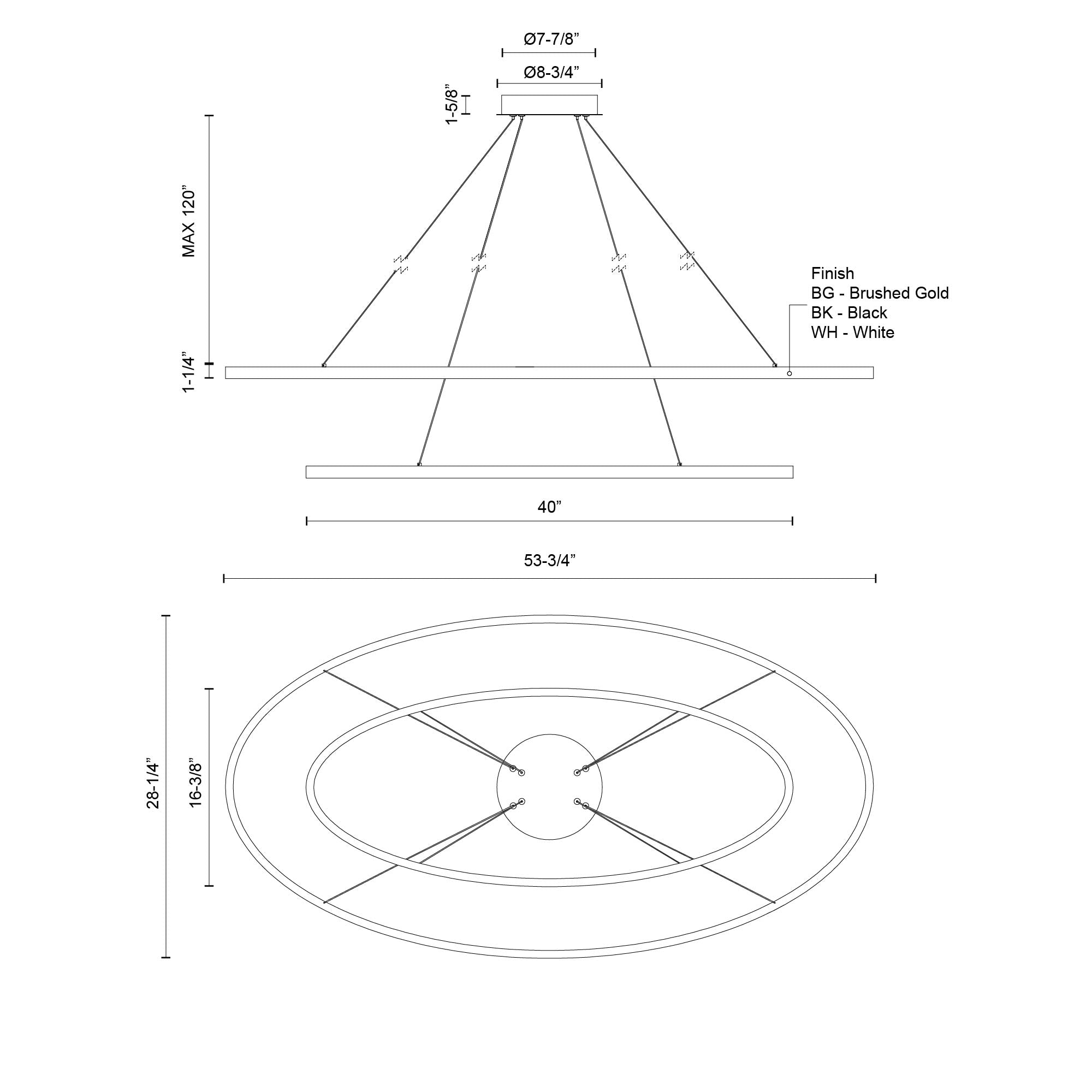 Ovale 53-in 2 Layer Chandelier