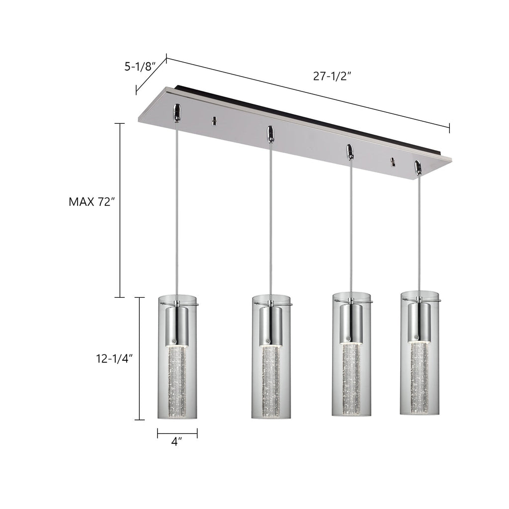Champagne 4-in 4 Head Multi Pendant