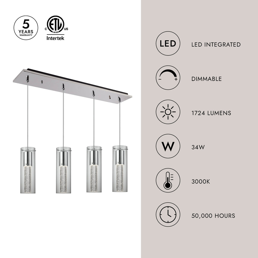 Champagne 4-in 4 Head Multi Pendant