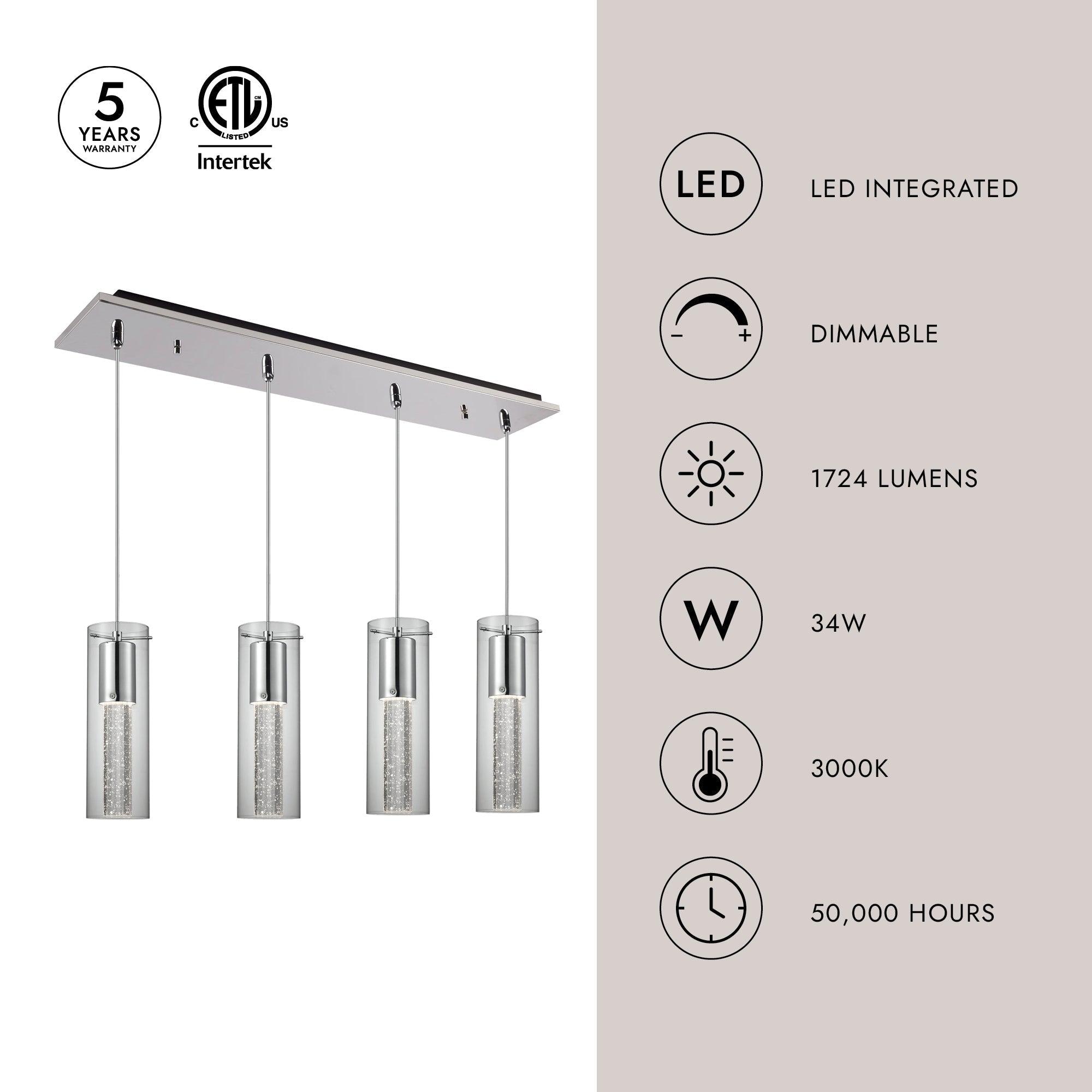 Champagne 4-in 4 Head Multi Pendant