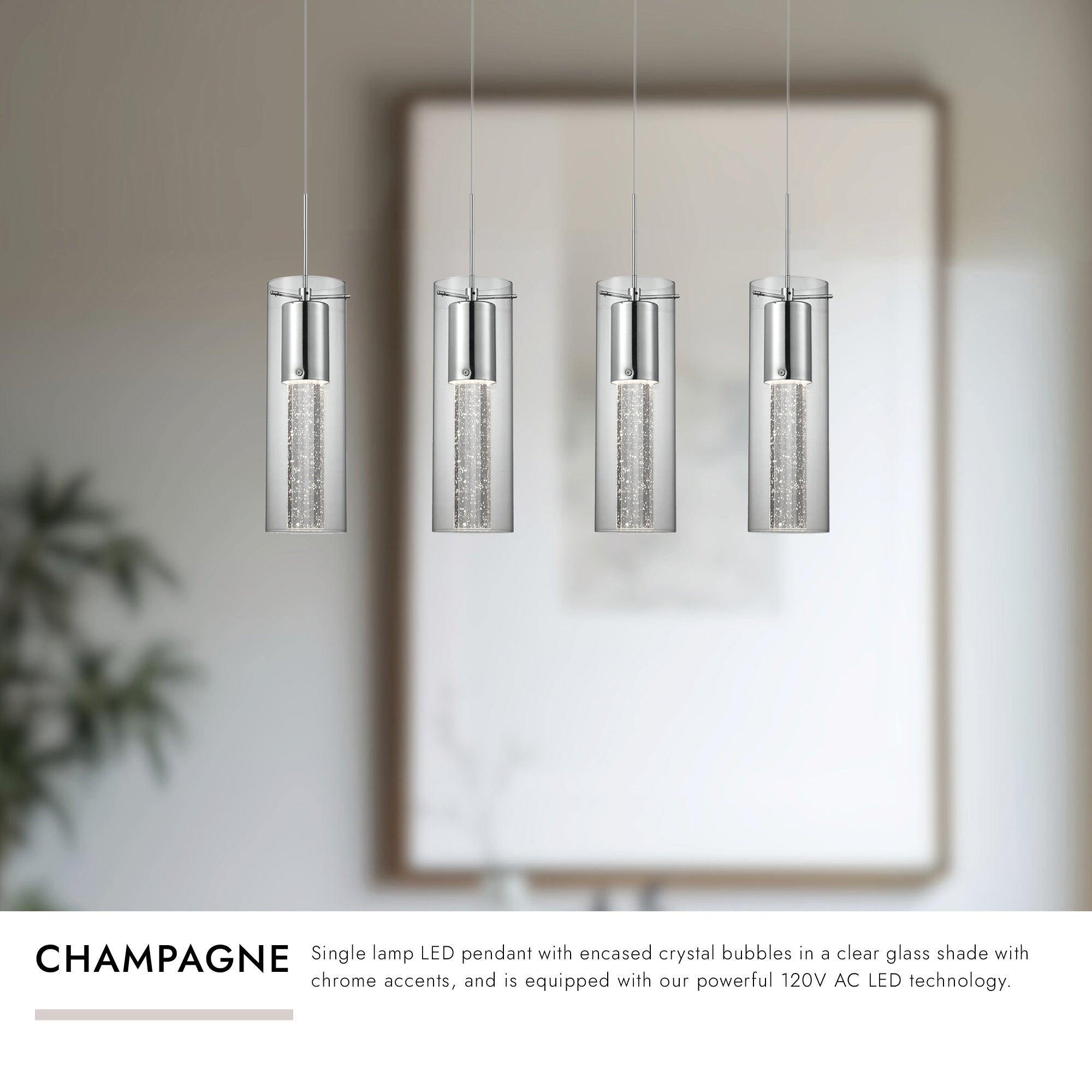 Champagne 4-in 4 Head Multi Pendant