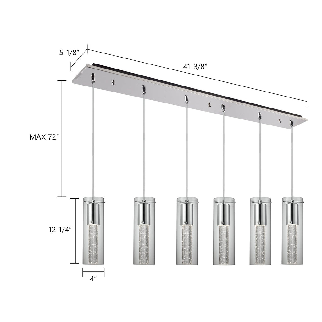 Champagne 4-in 6 Head Multi Pendant