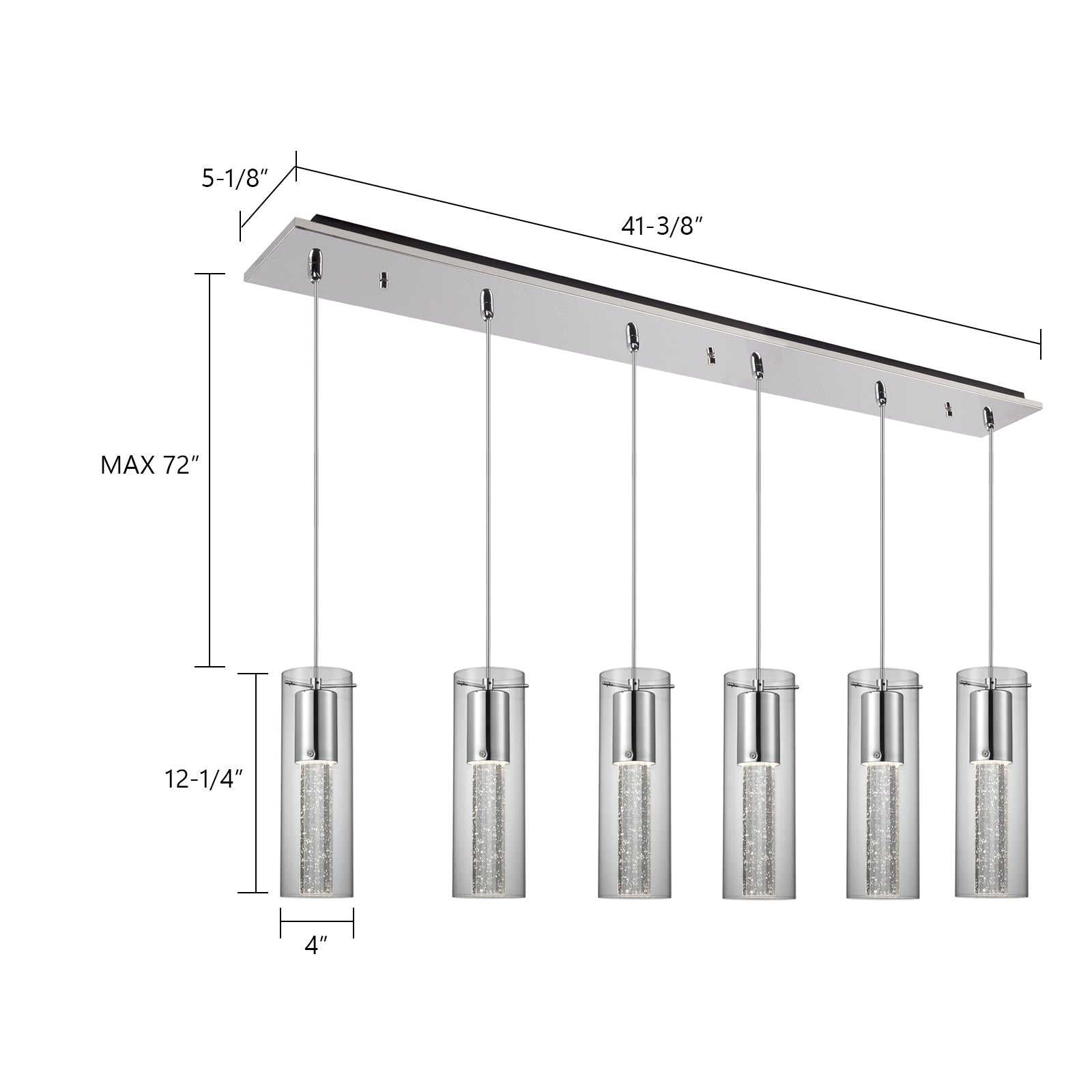 Champagne 4-in 6 Head Multi Pendant