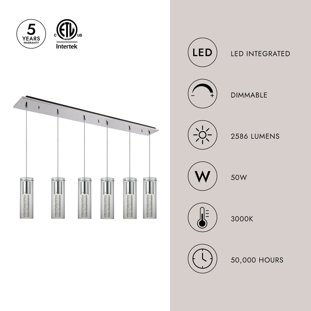 Champagne 4-in 6 Head Multi Pendant