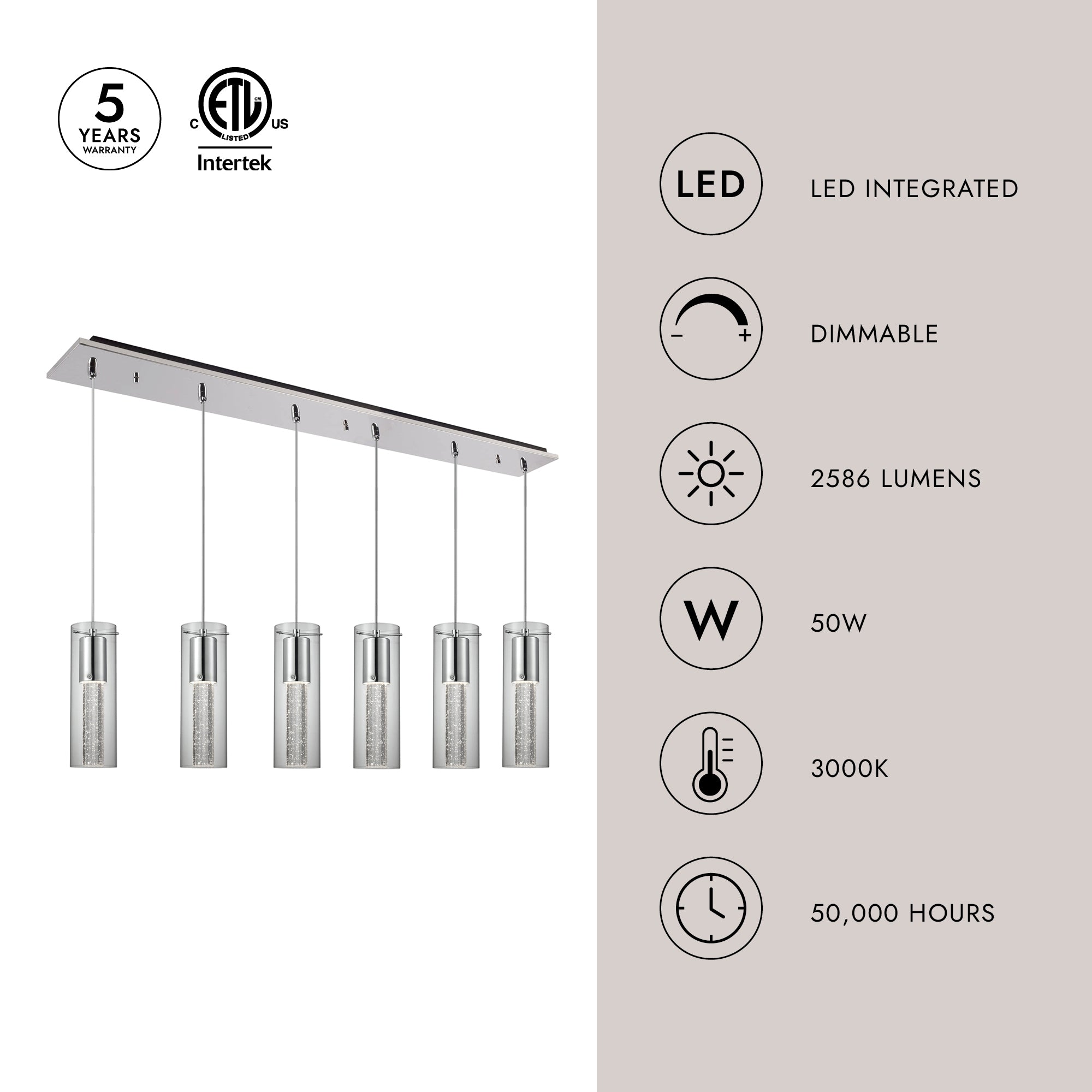 Champagne 4-in 6 Head Multi Pendant