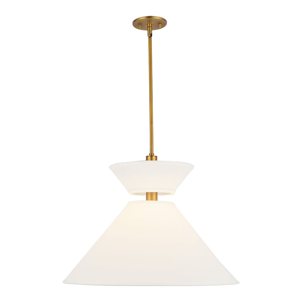 Chapelle 22-in Pendant — Aged Gold/White Linen
