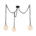 Cherise 7-in 3-Head Multi Pendant — Matte Black/Glossy Ribbed Opal Glass