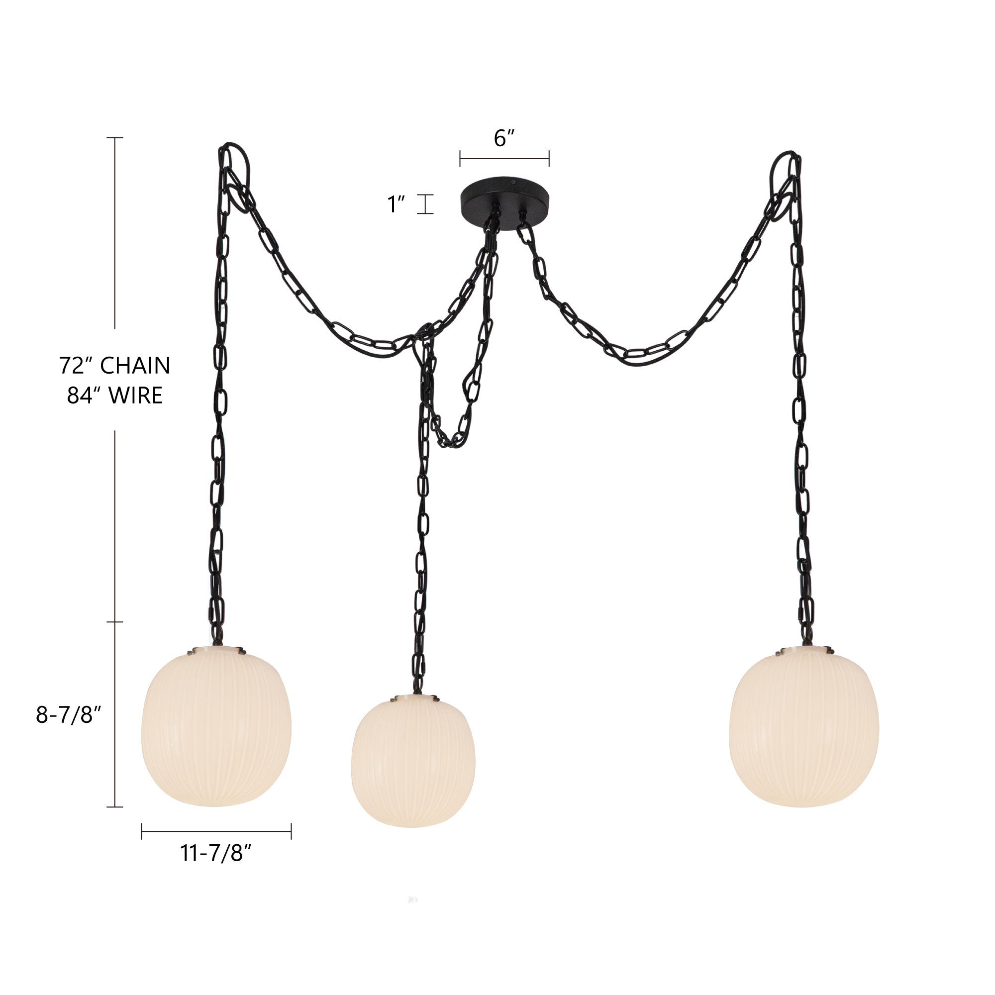 Cherise 12-in 3-Head Multi Pendant